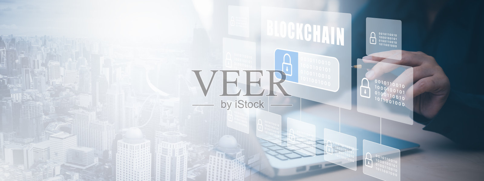 商务人士使用笔记本电脑使用区块链金融技术网络概念,数字货币将比特币用于在线支付和货币交易,金融科技概念与区块加密,照片摄影图片