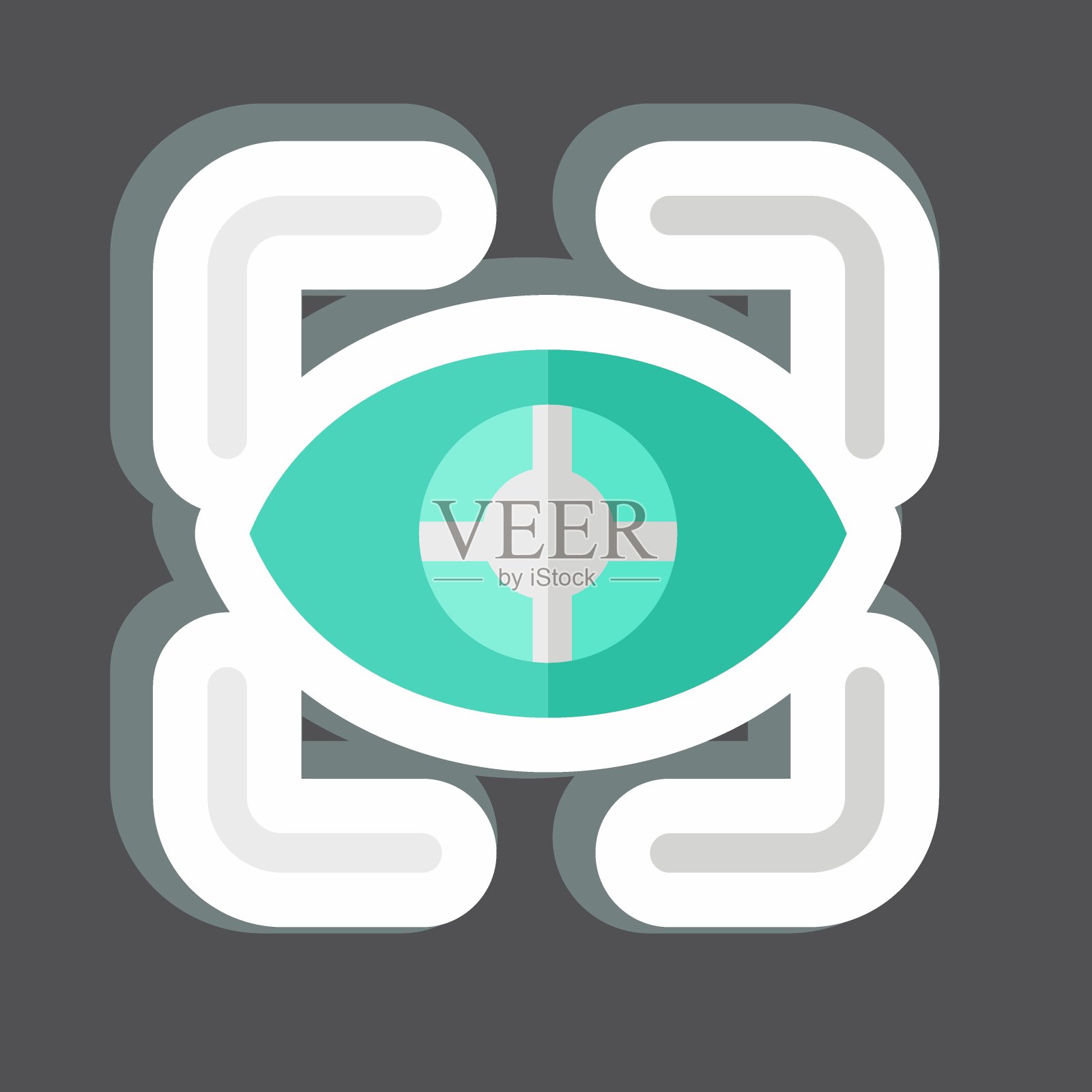 贴纸眼动追踪。与三维可视化符号相关。简单的设计可编辑。简单的说明插画图片素材