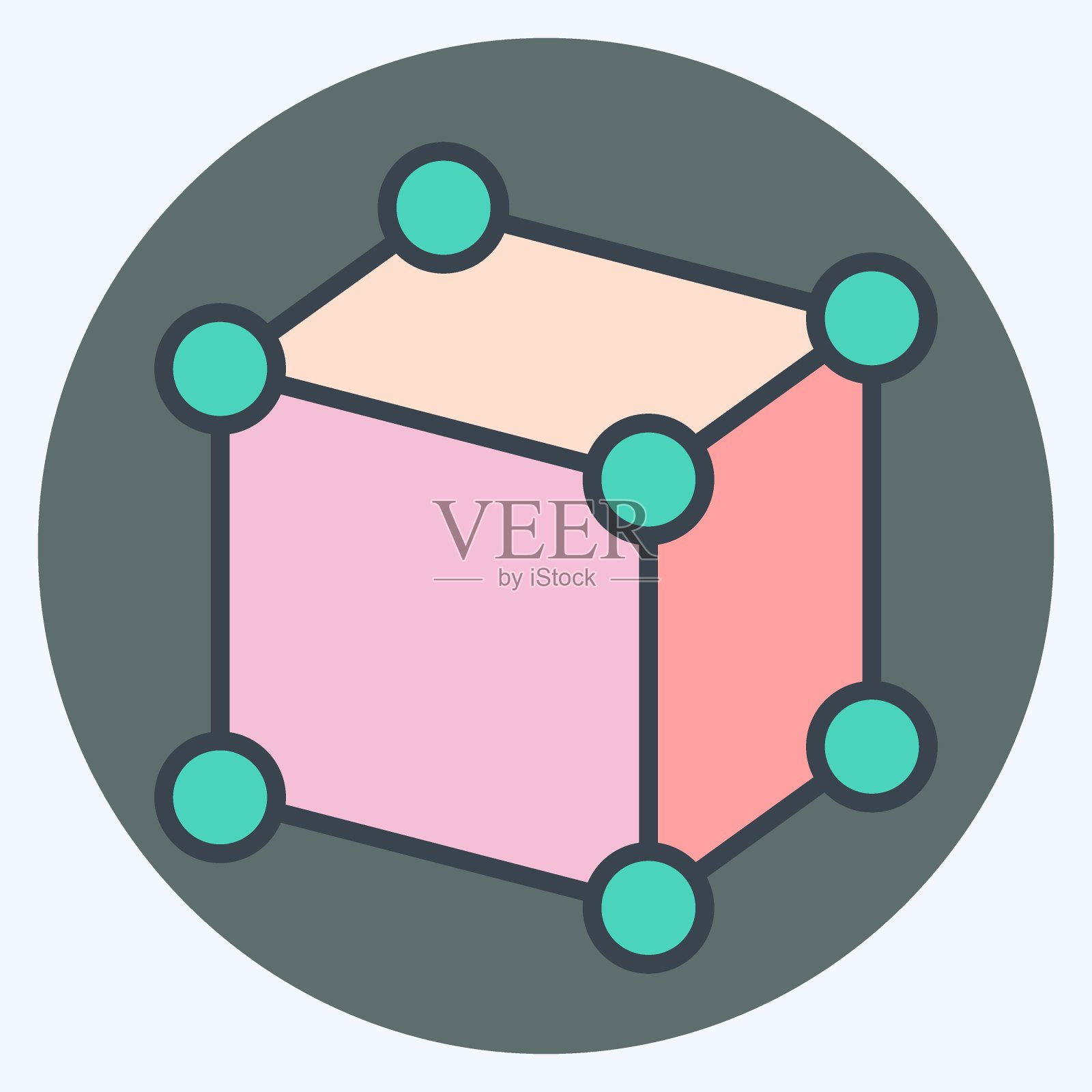 图标的框架。与三维可视化符号相关。颜色搭配风格。简单的设计可编辑。简单的说明插画图片素材
