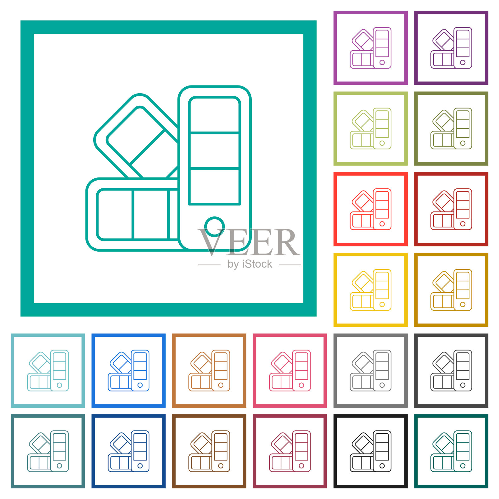 色板轮廓平面颜色图标与象限框图标素材