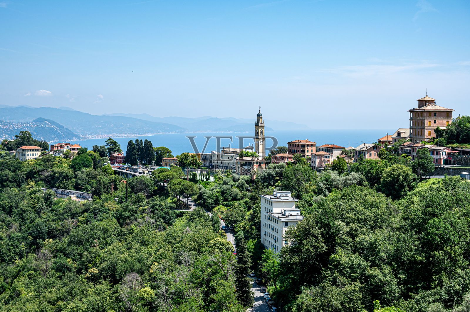 意大利利古里亚沿海地区的风景。照片摄影图片
