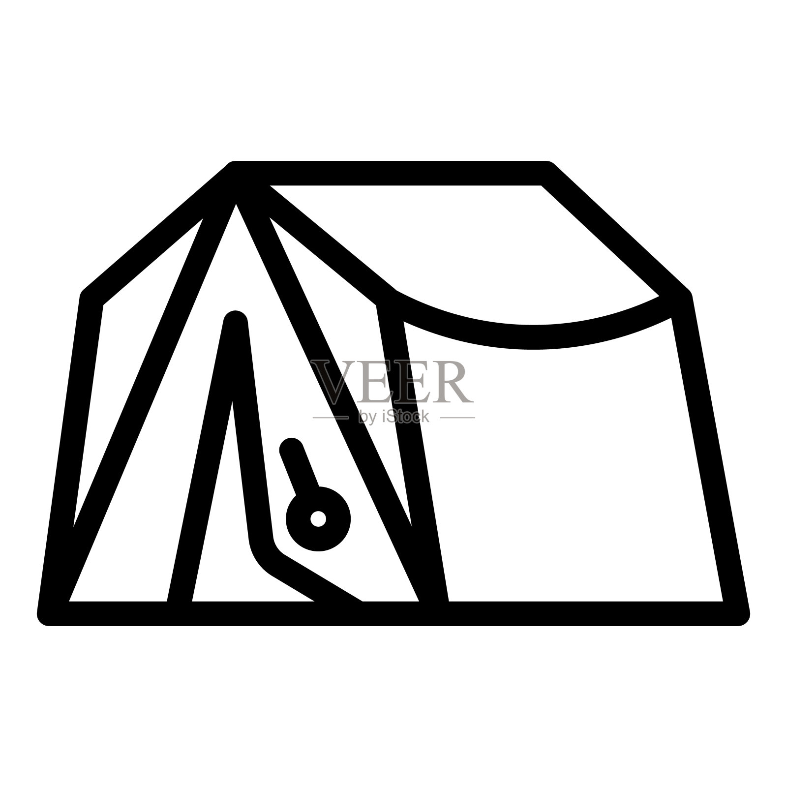 露营帐篷线图标。旅游矢量插图孤立在白色。为和应用程序设计的庇护所轮廓样式。插画图片素材