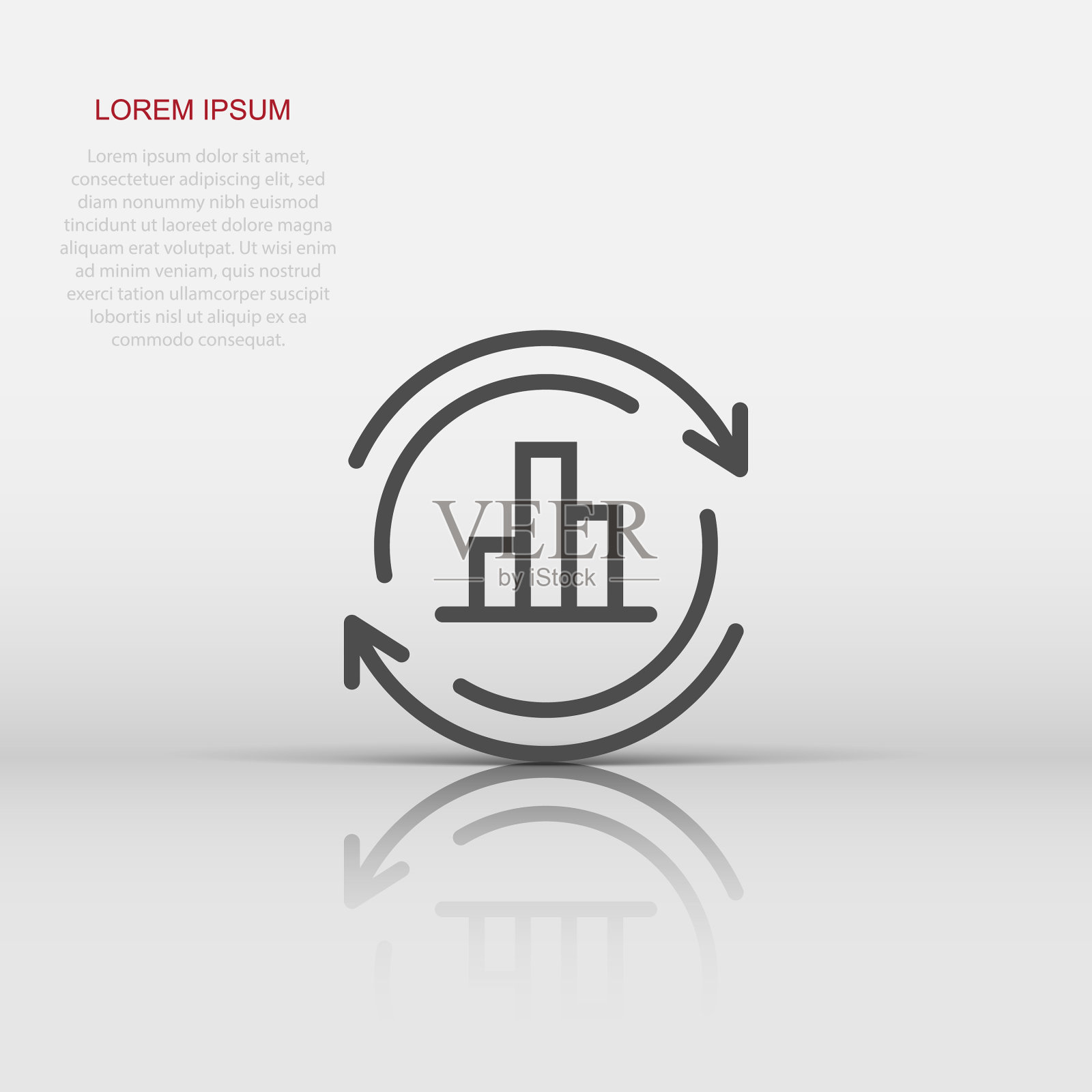 增长条形图图标在平面风格增加设计模板素材