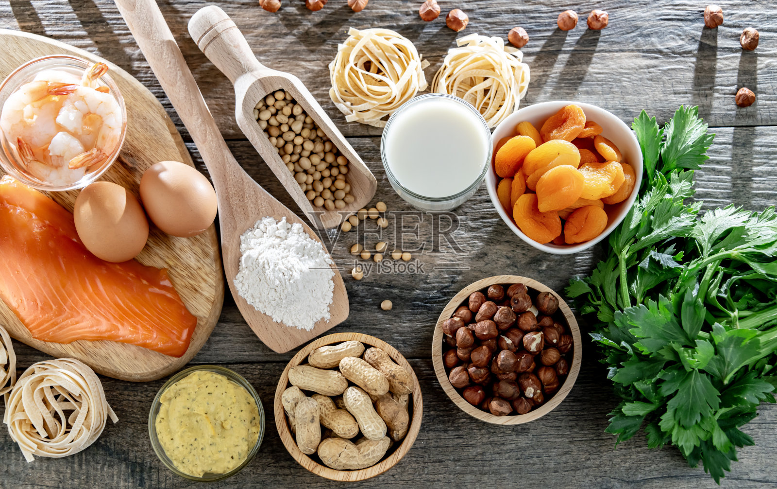 含有常见食物过敏原的成分照片摄影图片