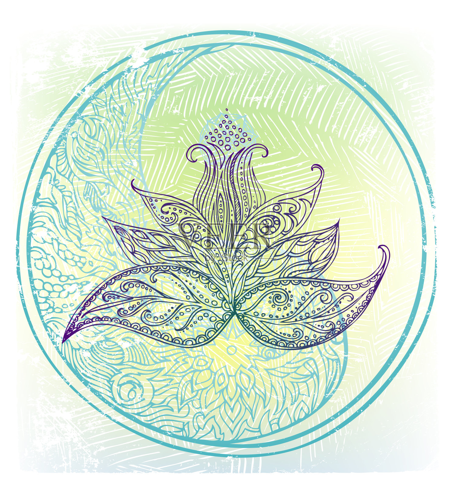 荷花阴阳插画图片素材