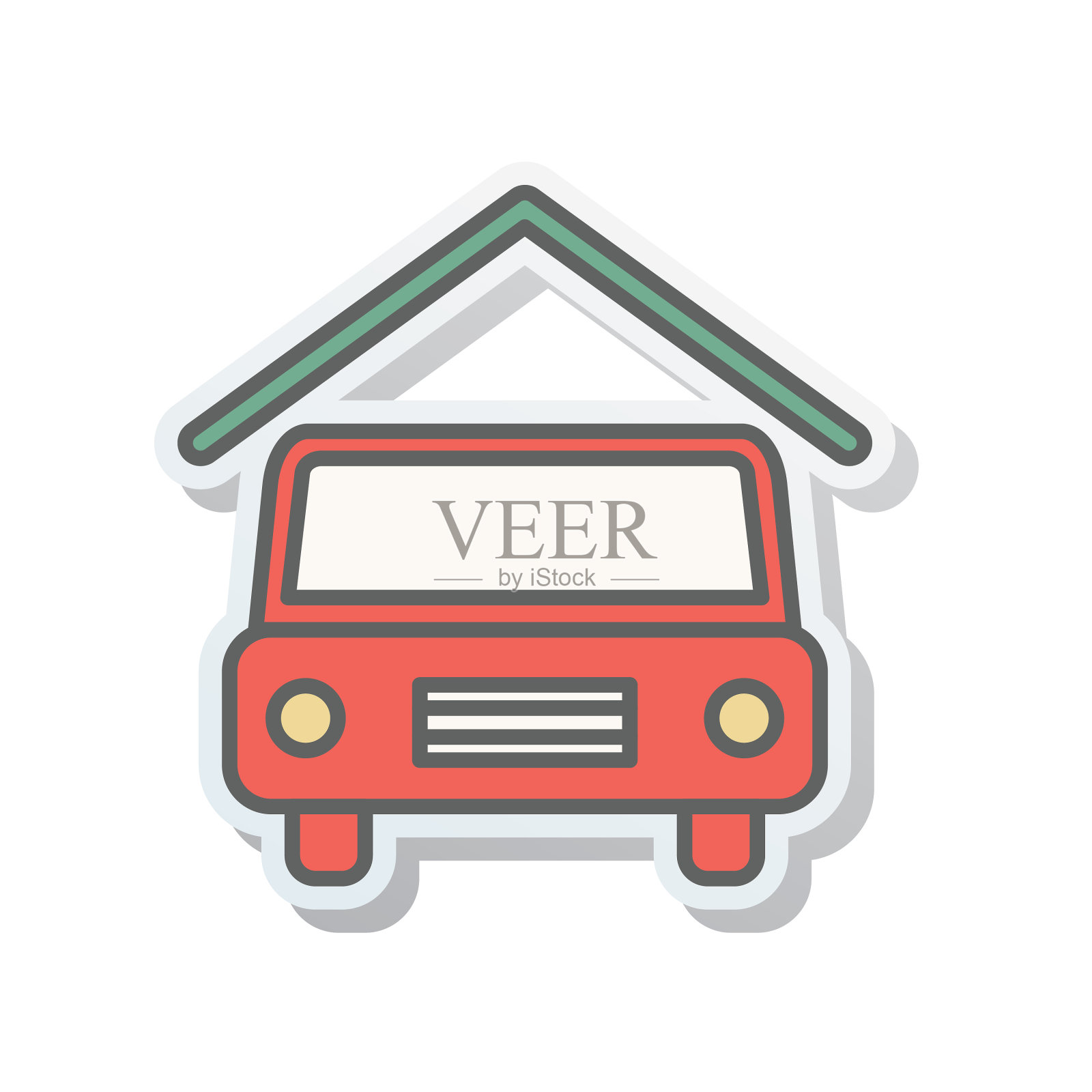 细线房地产图标车库插画图片素材