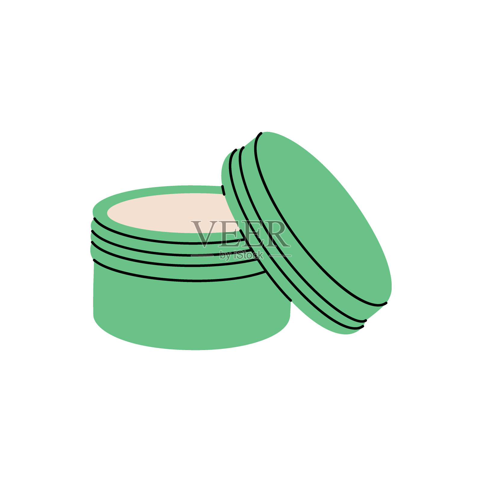 面霜罐,化妆品面霜。化妆美容工具。矢量插图。插画图片素材