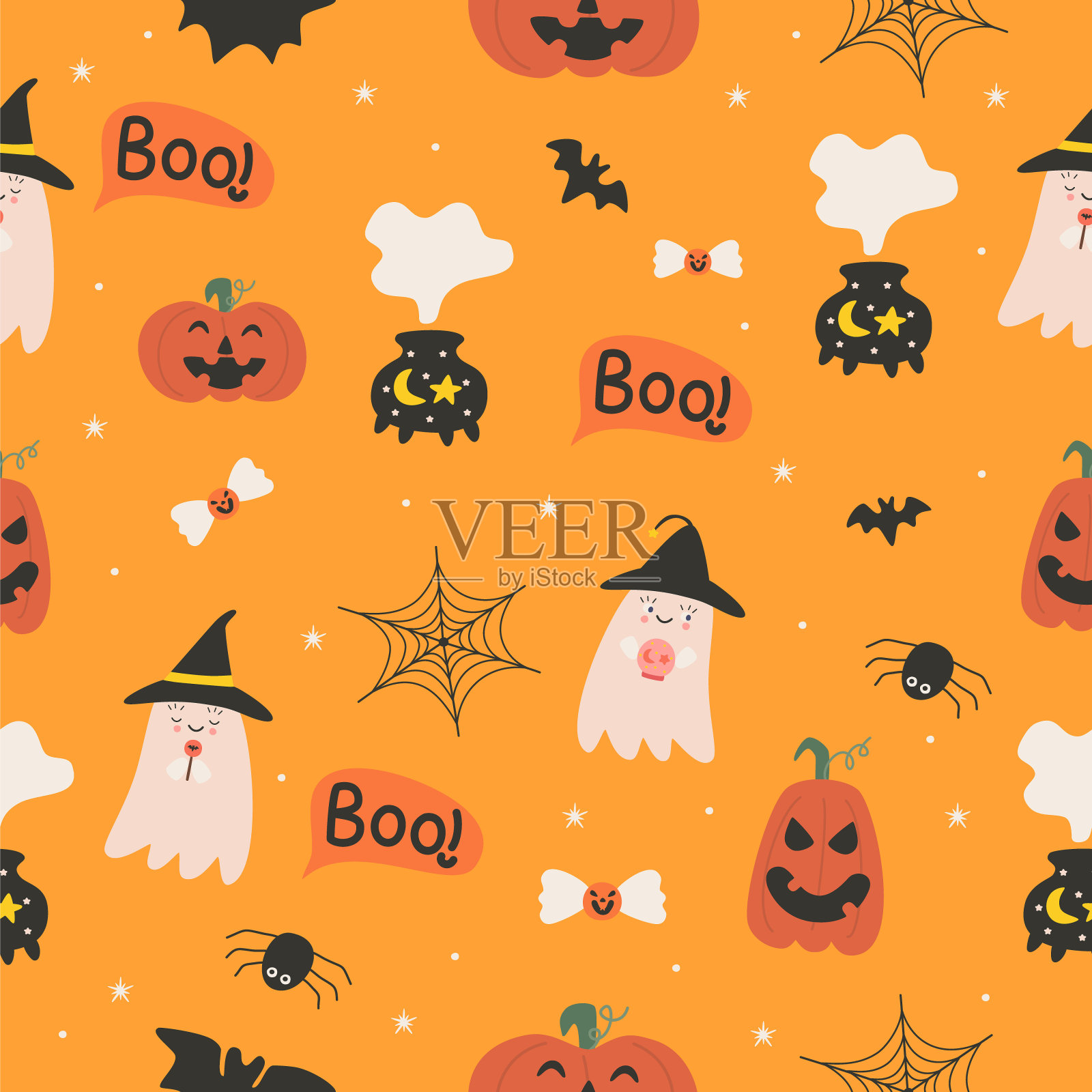 可爱的万圣节属性图案插画图片素材