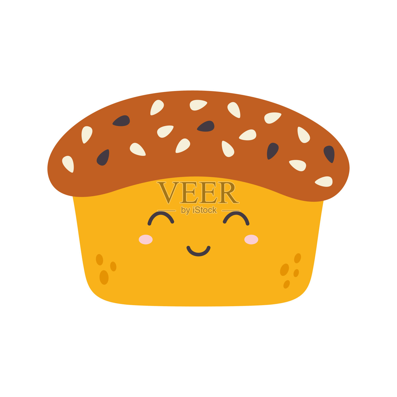 有趣的小麦面包的卡通矢量插图插画图片素材