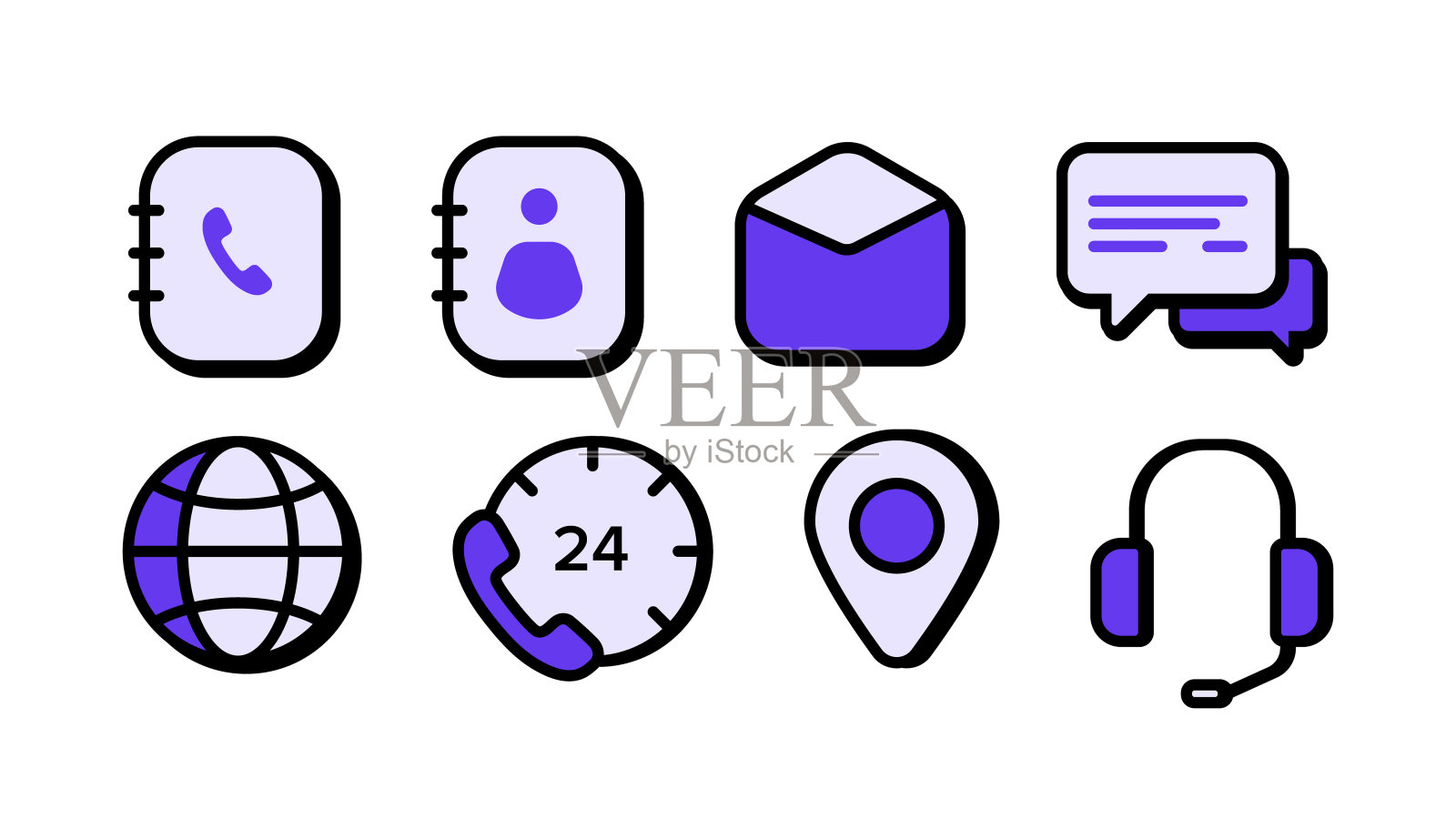 联系和社交图标集。图标素材