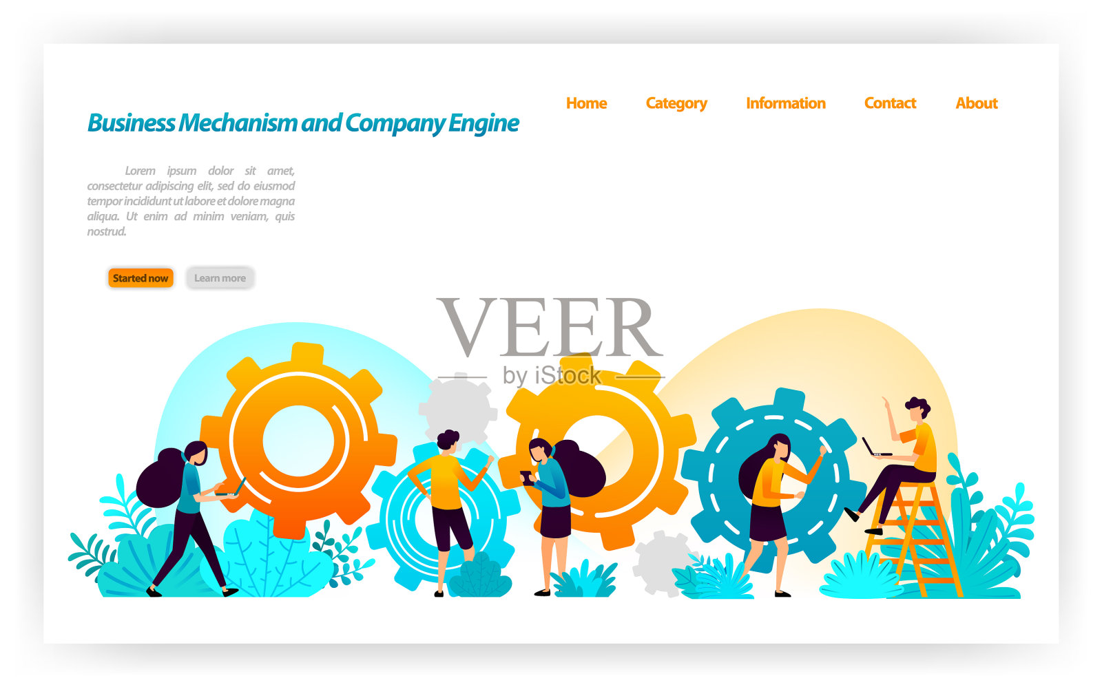 建筑业的机制与建设插画图片素材