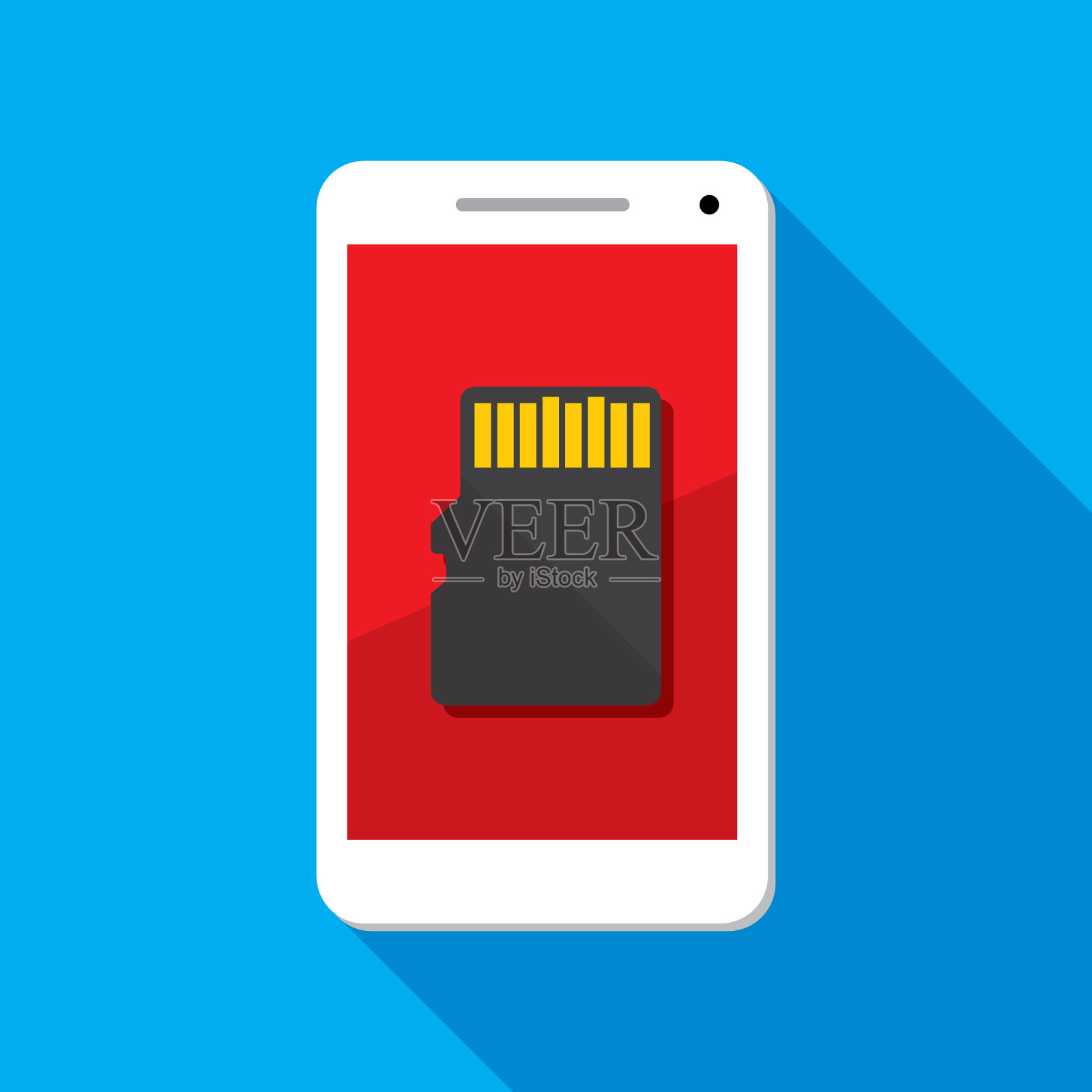 Micro SD卡智能手机图标平面插画图片素材