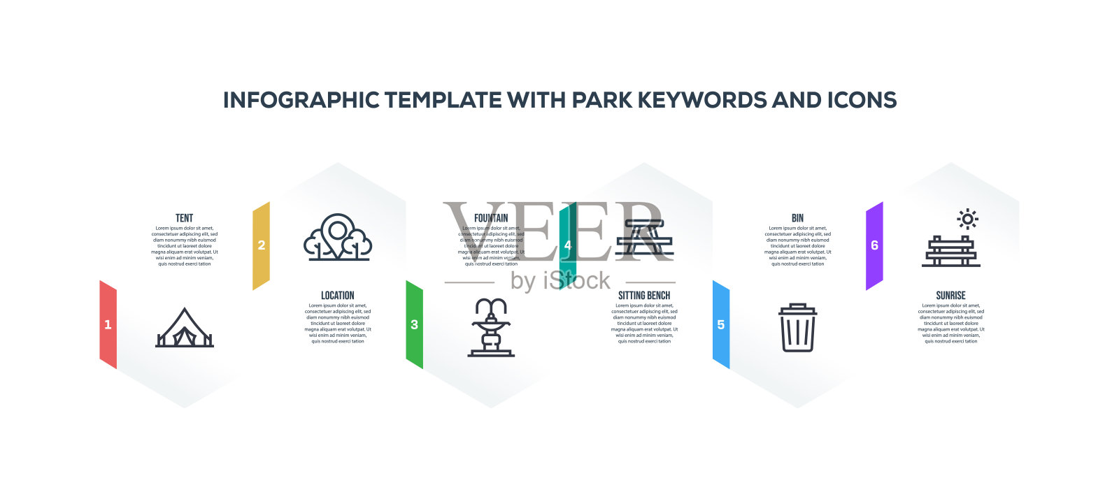 信息图设计模板与公园的关键字和图标插画图片素材