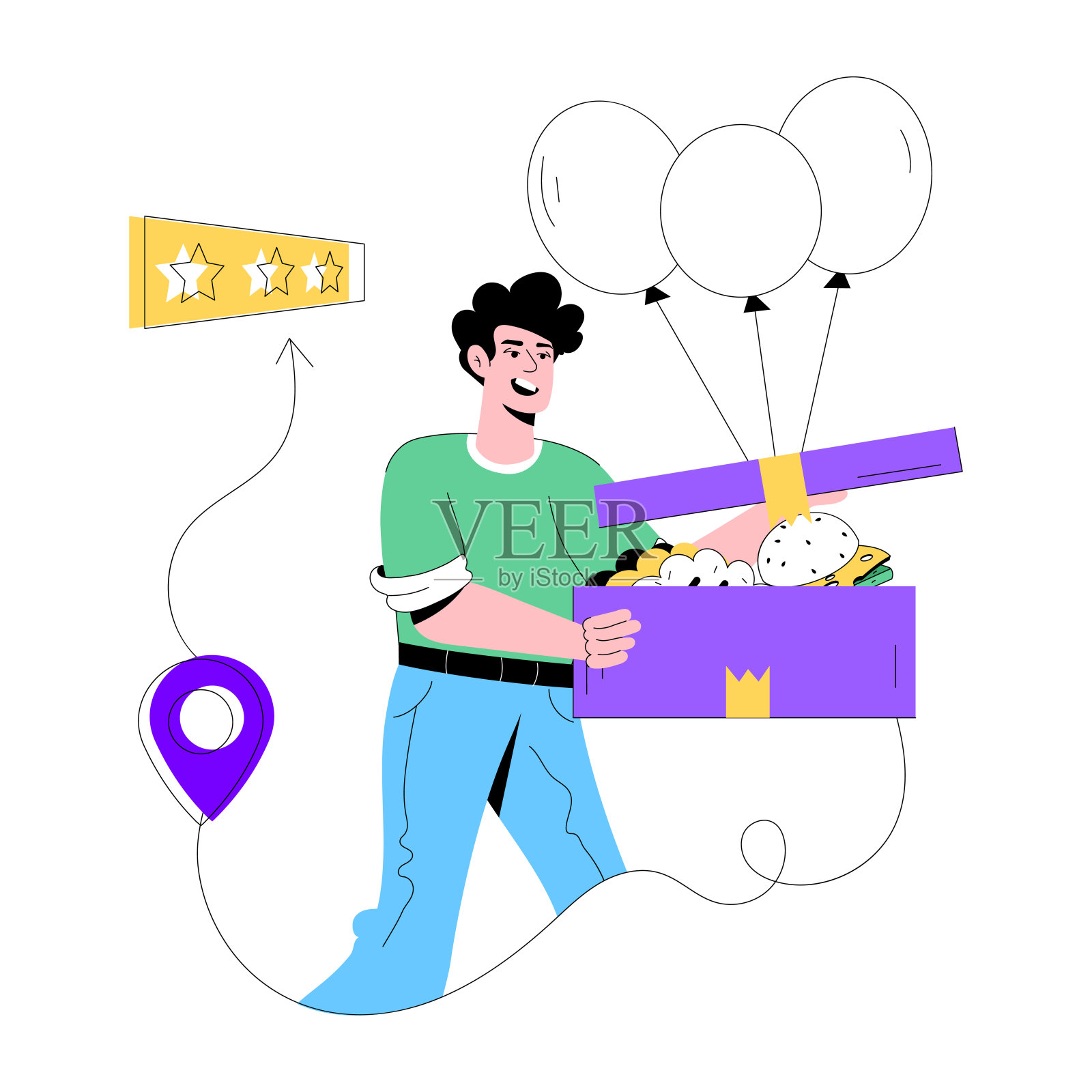 礼物交付插画图片素材