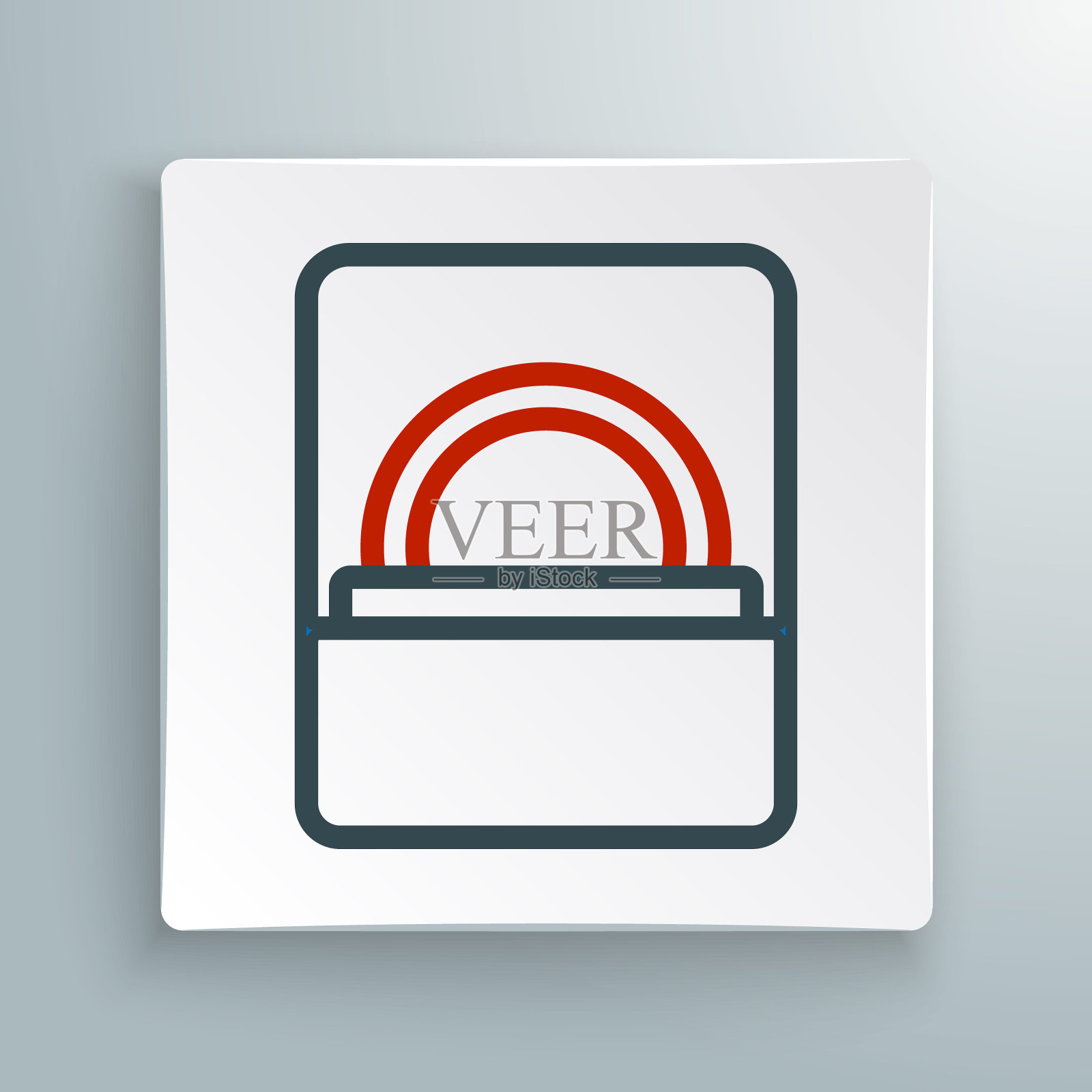 线钻石订婚戒指在一个盒子图标孤立的白色背景。色彩缤纷的轮廓概念。向量图标素材