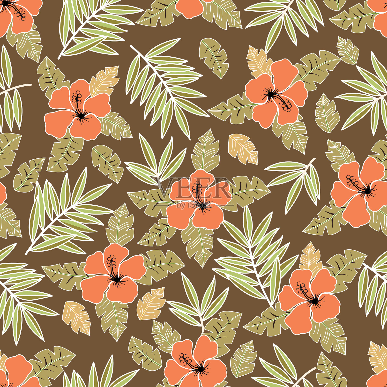 花无缝图案。插画图片素材