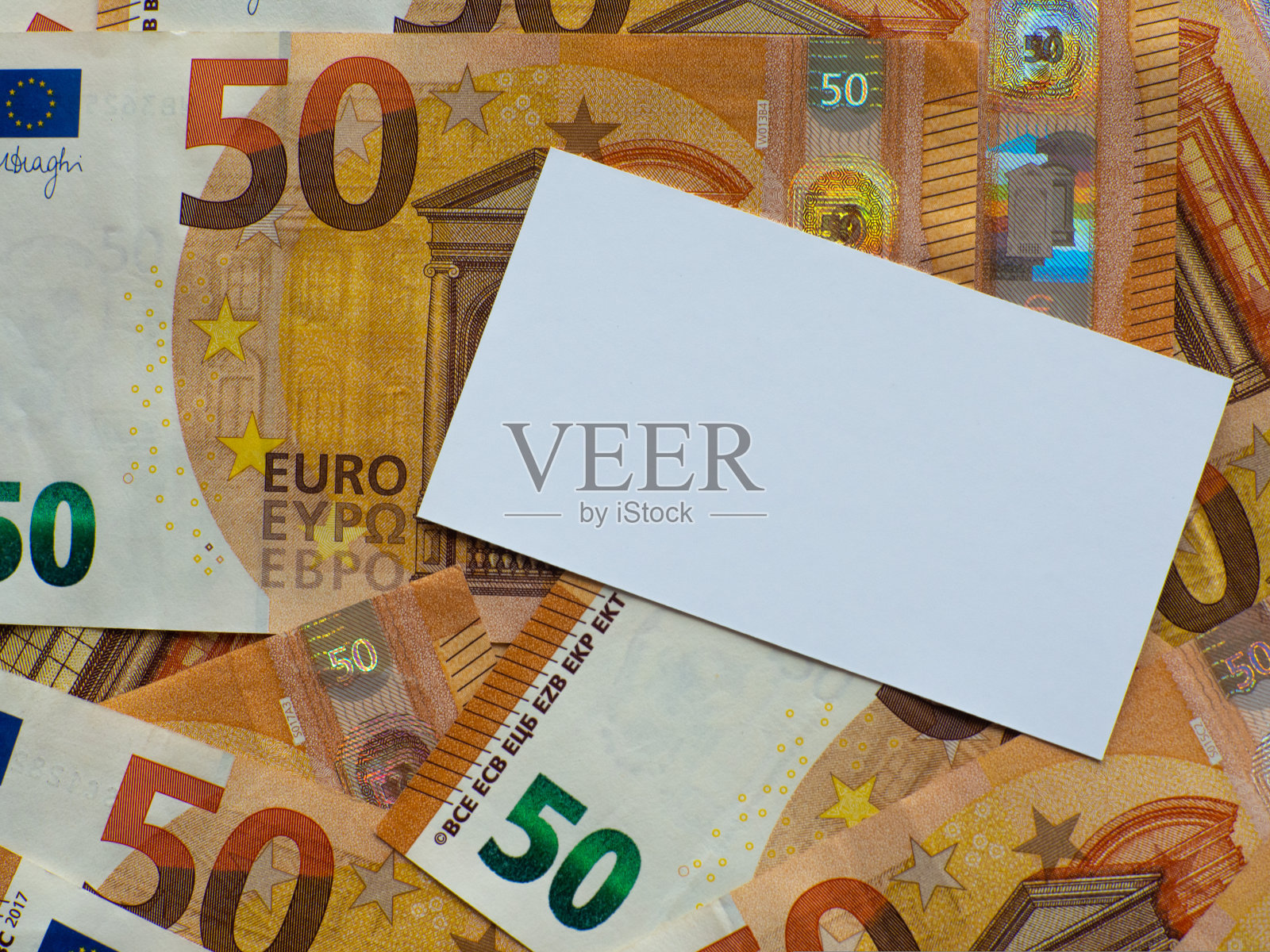 50欧元纸币的背景与白色复制空间照片摄影图片