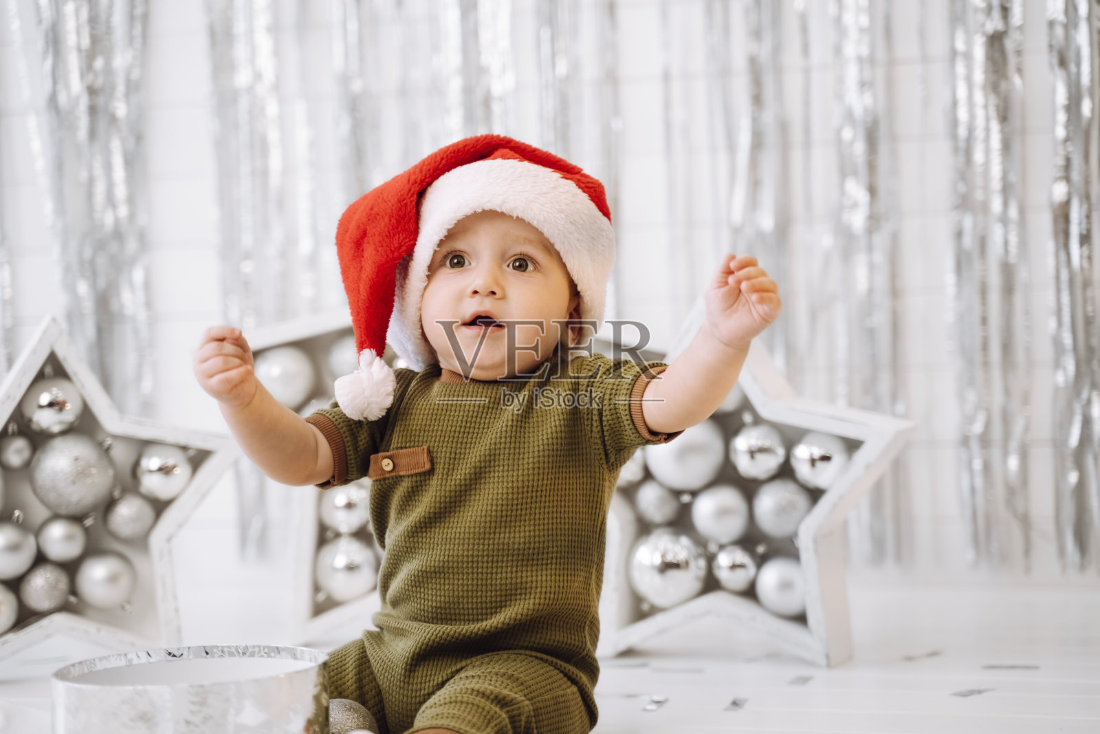 婴儿圣诞节照片摄影图片
