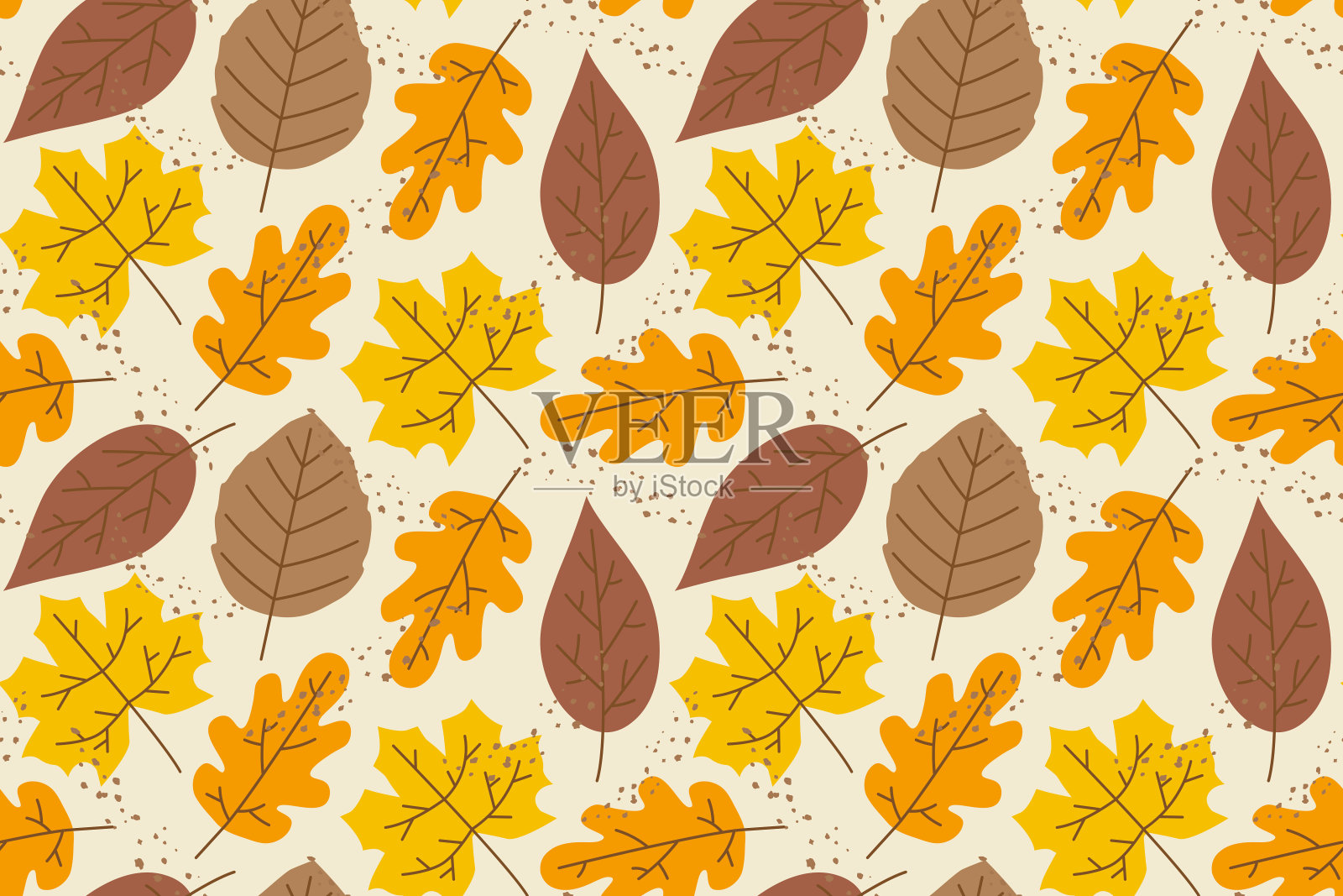 秋天无缝图案与树叶,伟大的包装,纺织品,壁纸,贺卡插画图片素材