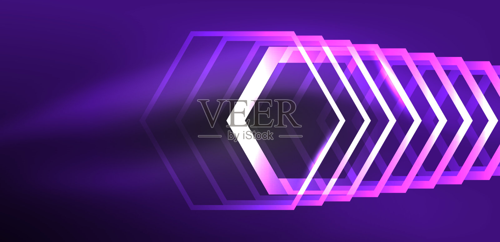 六边形抽象背景技术发光霓虹灯插画图片素材