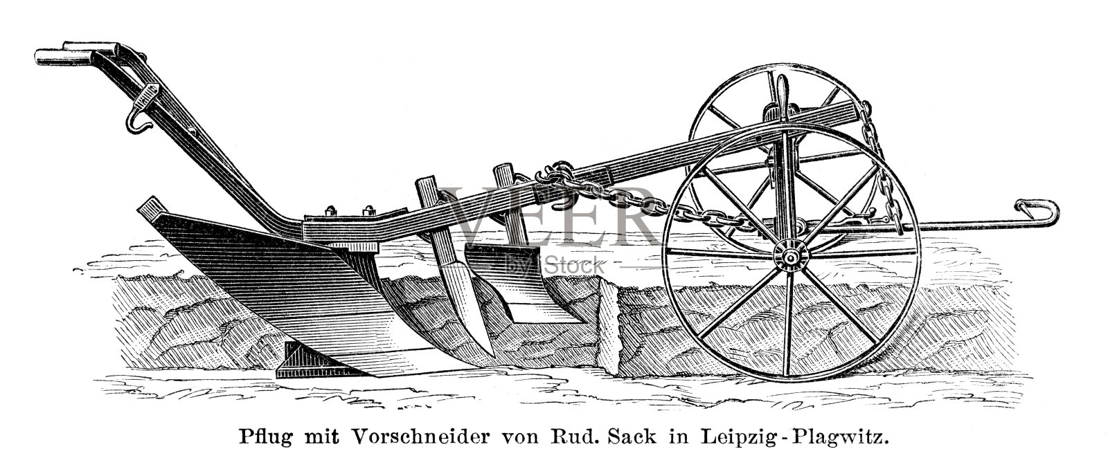 1897年德国农用犁具插图插画图片素材
