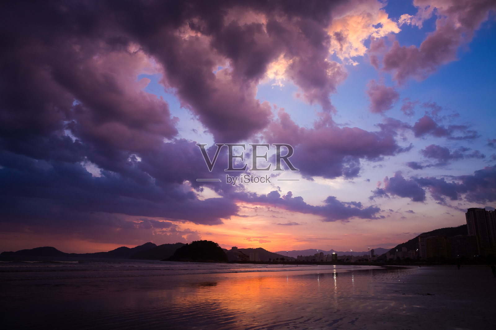 桑托斯的日落照片摄影图片