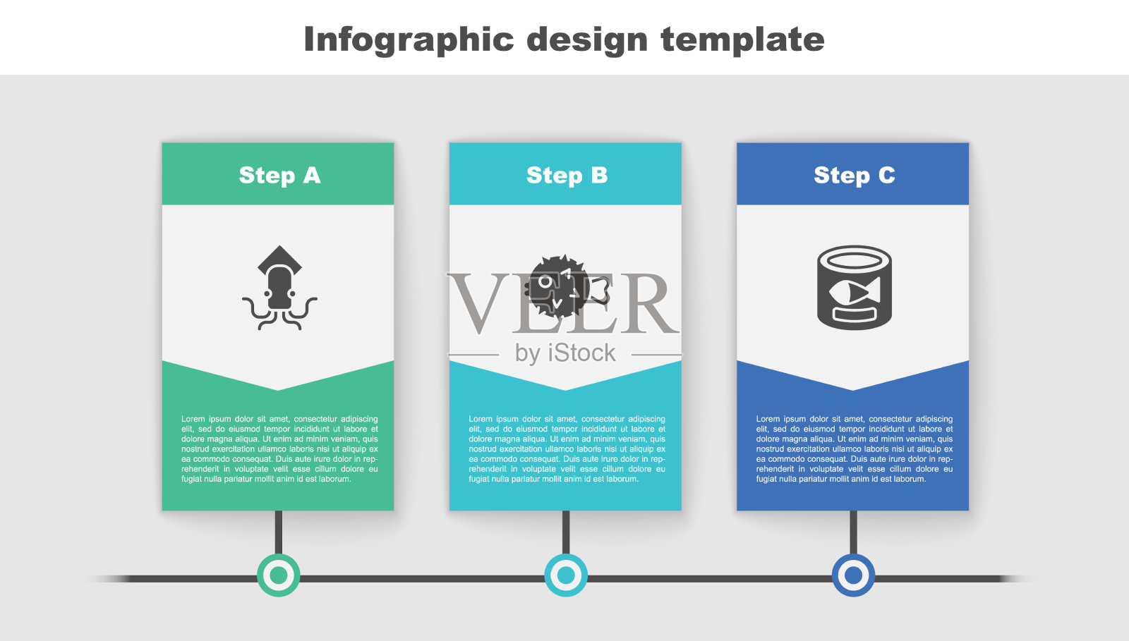 设置章鱼、刺猬、鱼罐头插画图片素材
