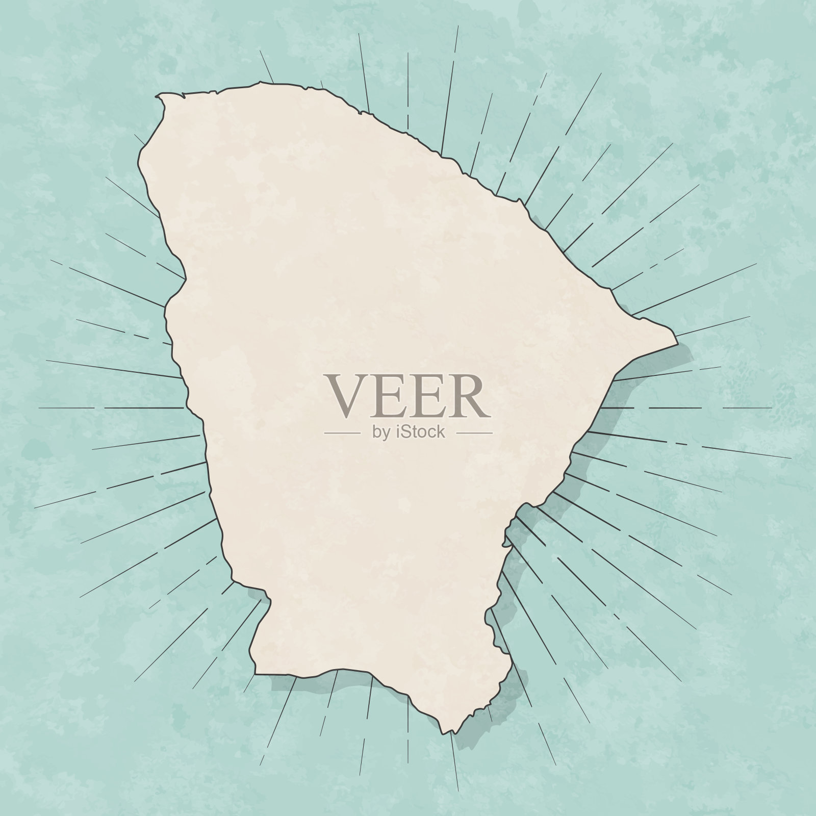 Ceara地图在复古风格-旧纹理纸插画图片素材