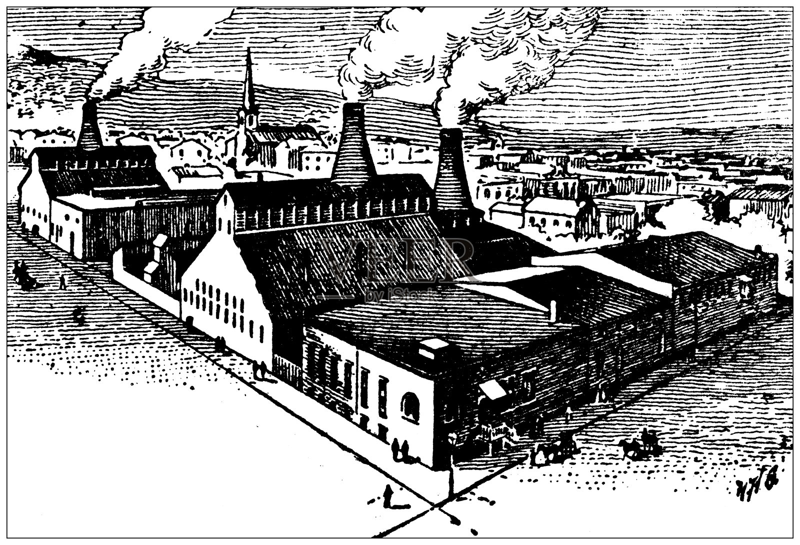 古董插图美国,宾夕法尼亚州的地标和公司:匹兹堡,乔治A麦克白和公司。插画图片素材