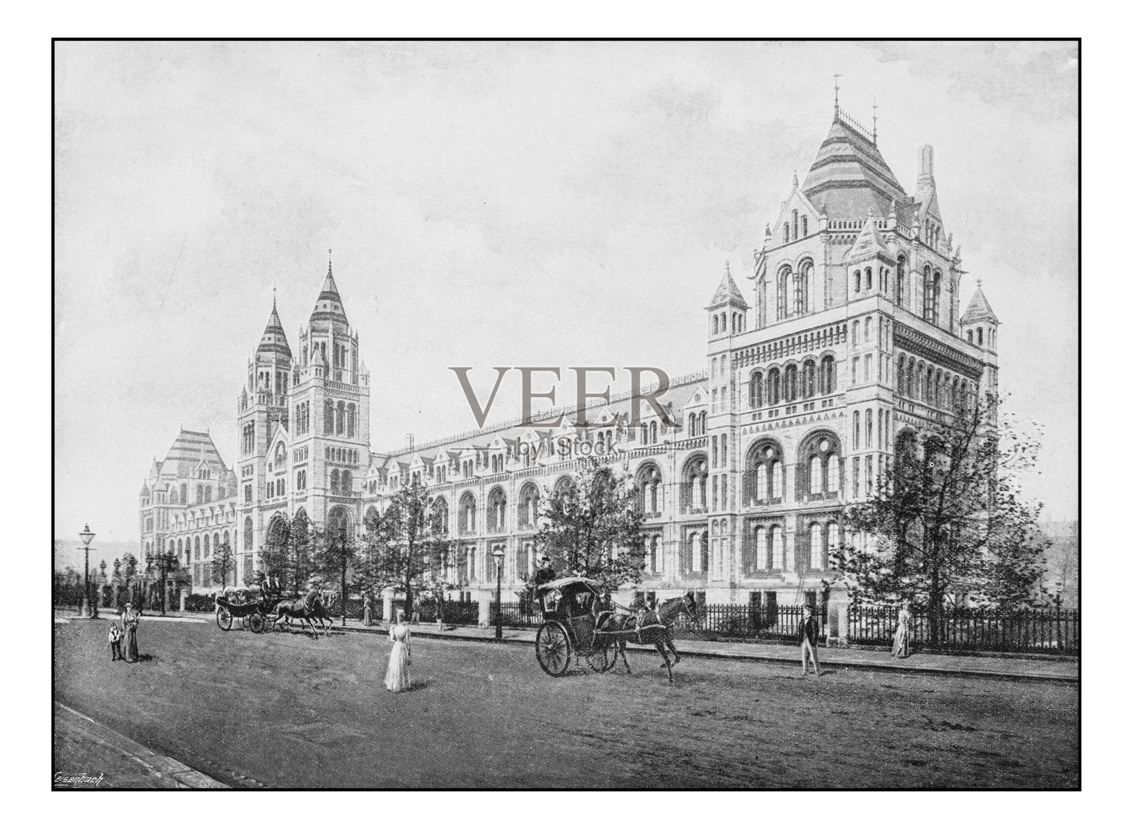 古董伦敦摄影:自然历史博物馆,南肯辛顿插画图片素材