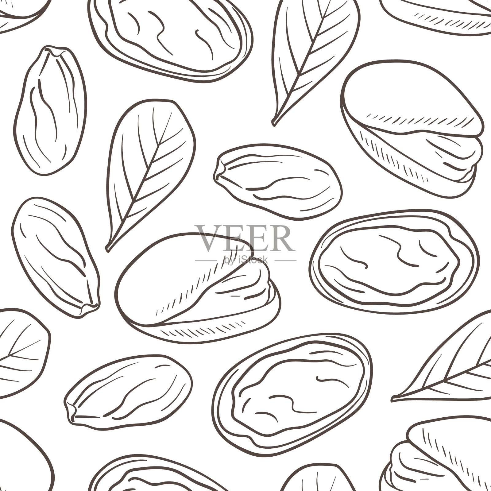 手绘无缝图案与开心果插画图片素材