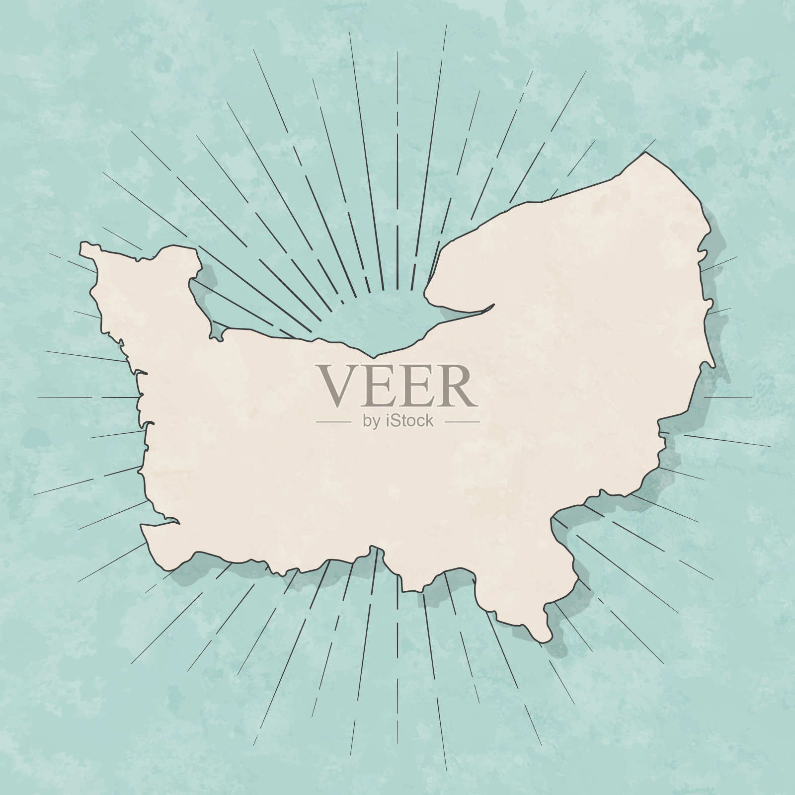 诺曼底地图复古风格-旧纹理纸插画图片素材