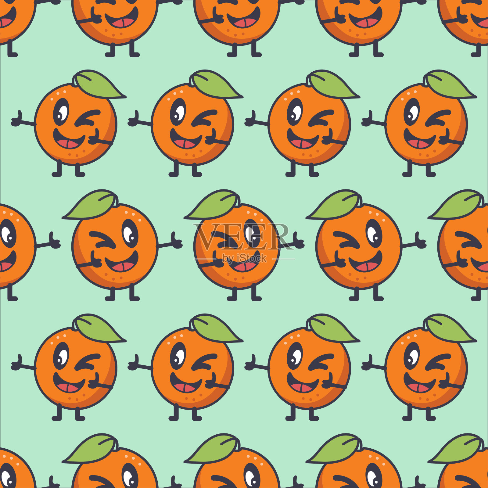 可爱复古橙色图案插画图片素材