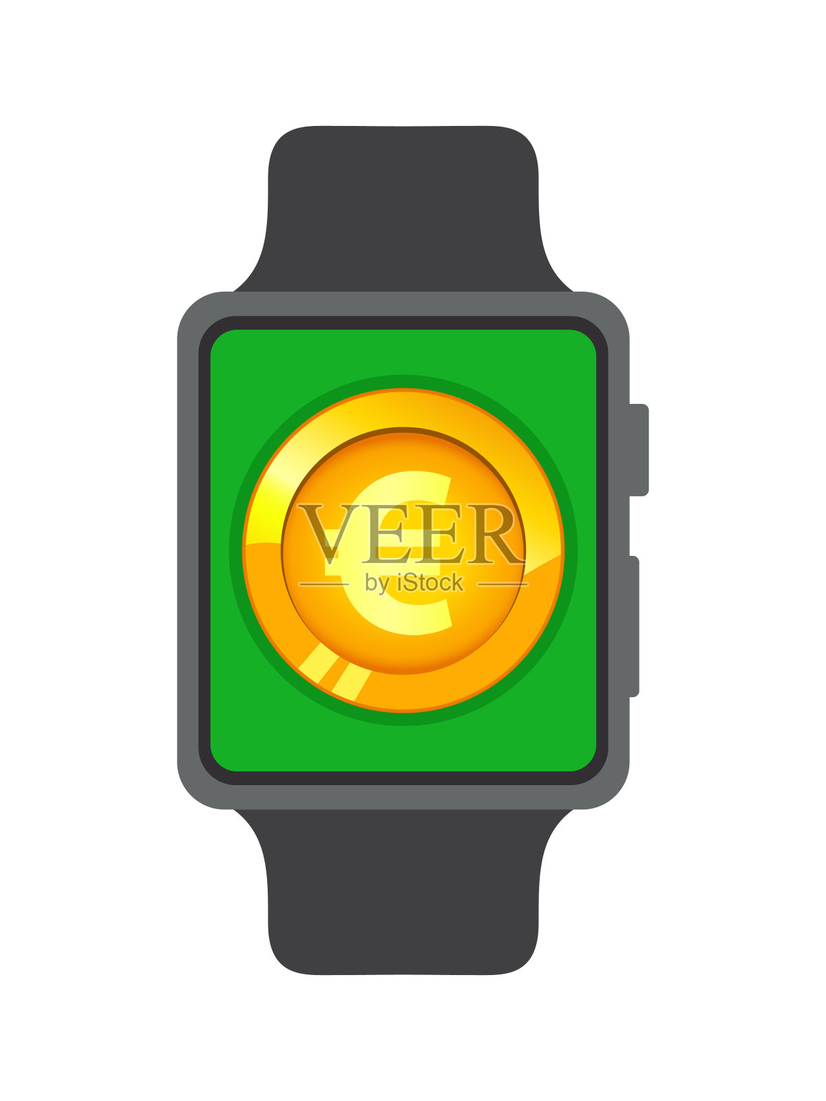 带欧元标志的智能手表插画图片素材