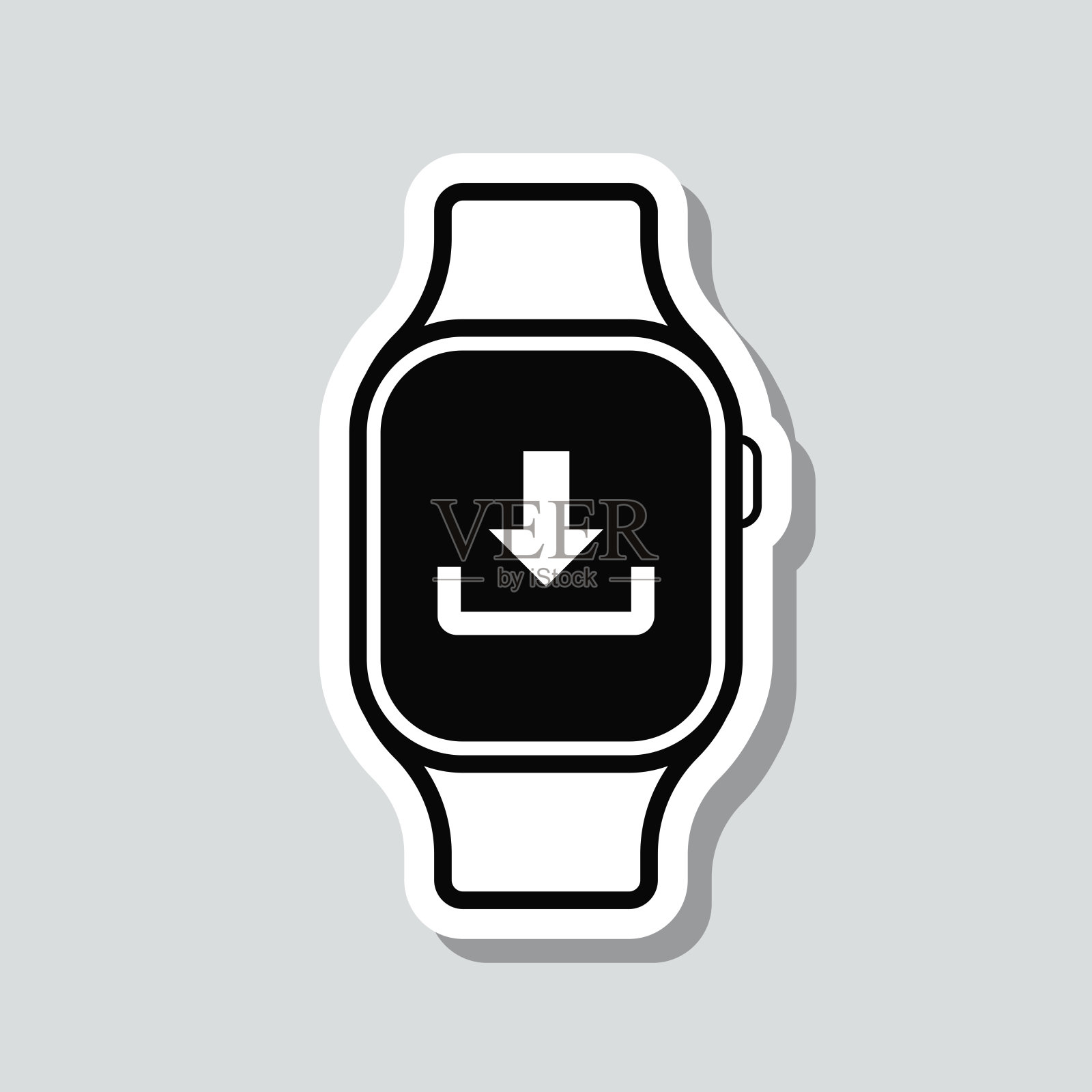 smartwatch下载。图标贴纸在灰色背景插画图片素材