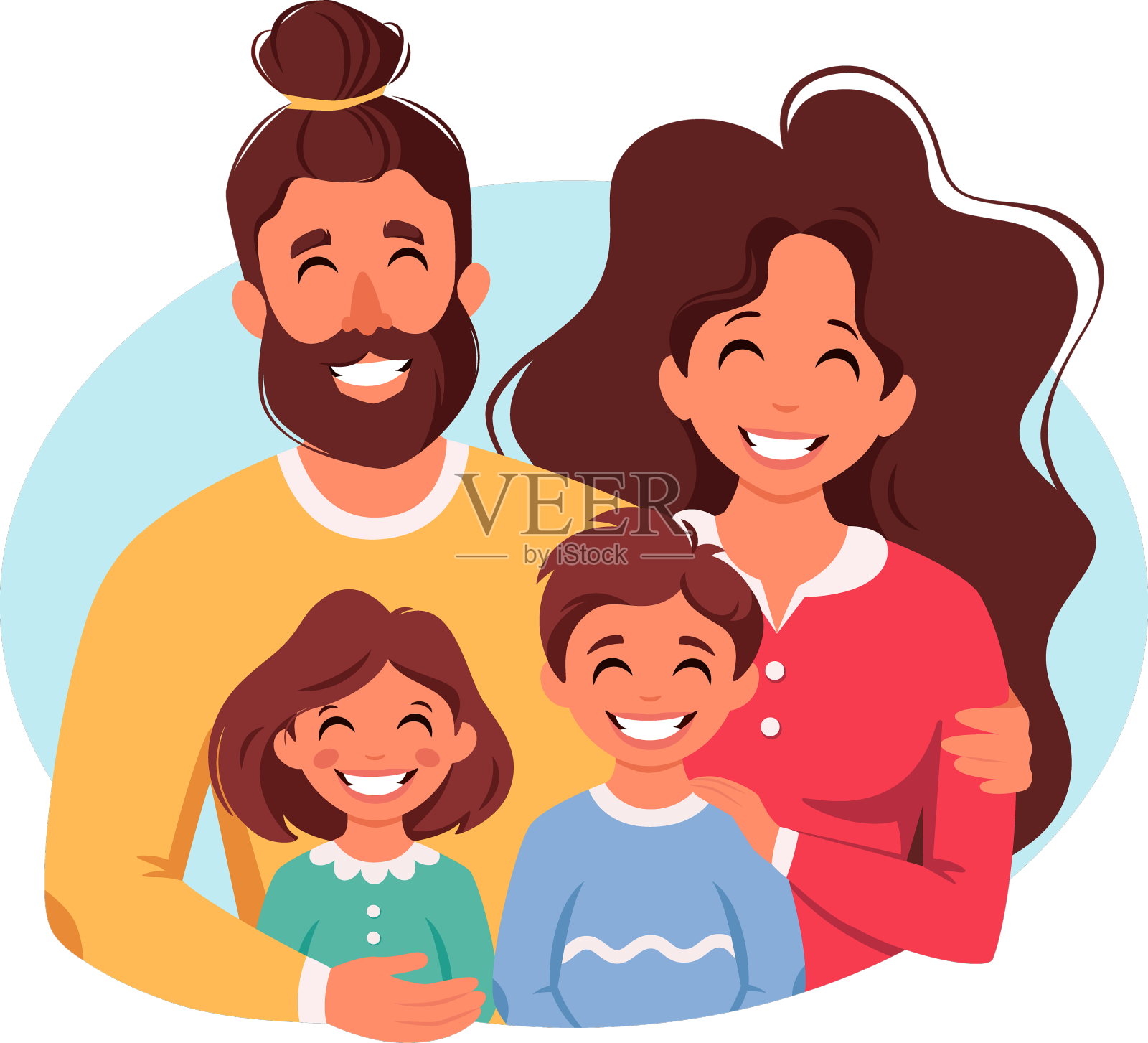 有儿子和女儿的幸福家庭设计元素图片