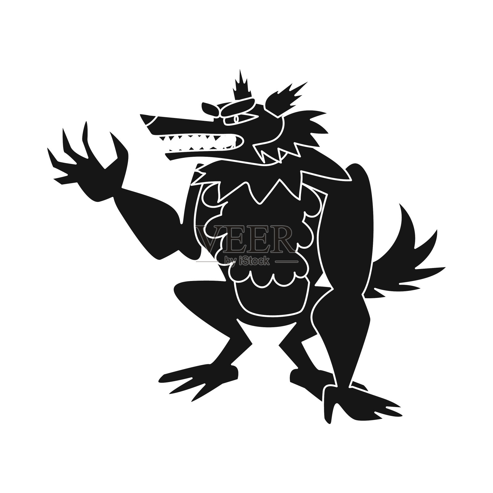 孤立的对象狼和狼人标志集图标素材