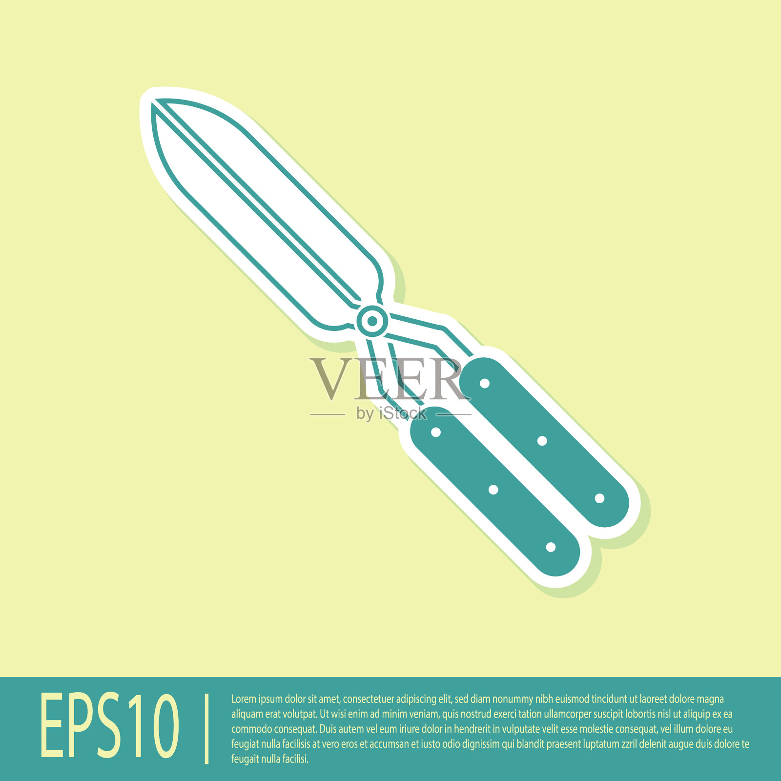 绿色园艺手工修剪剪刀插画图片素材