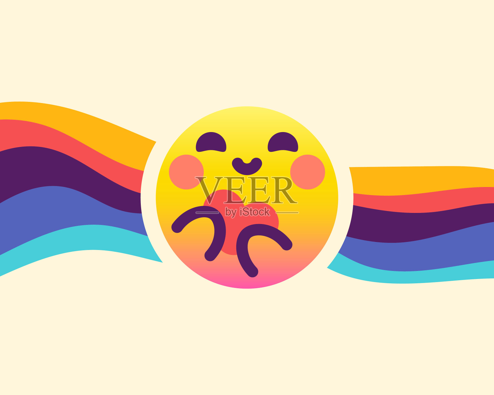 复古风格背景上的表情符号设计插画图片素材