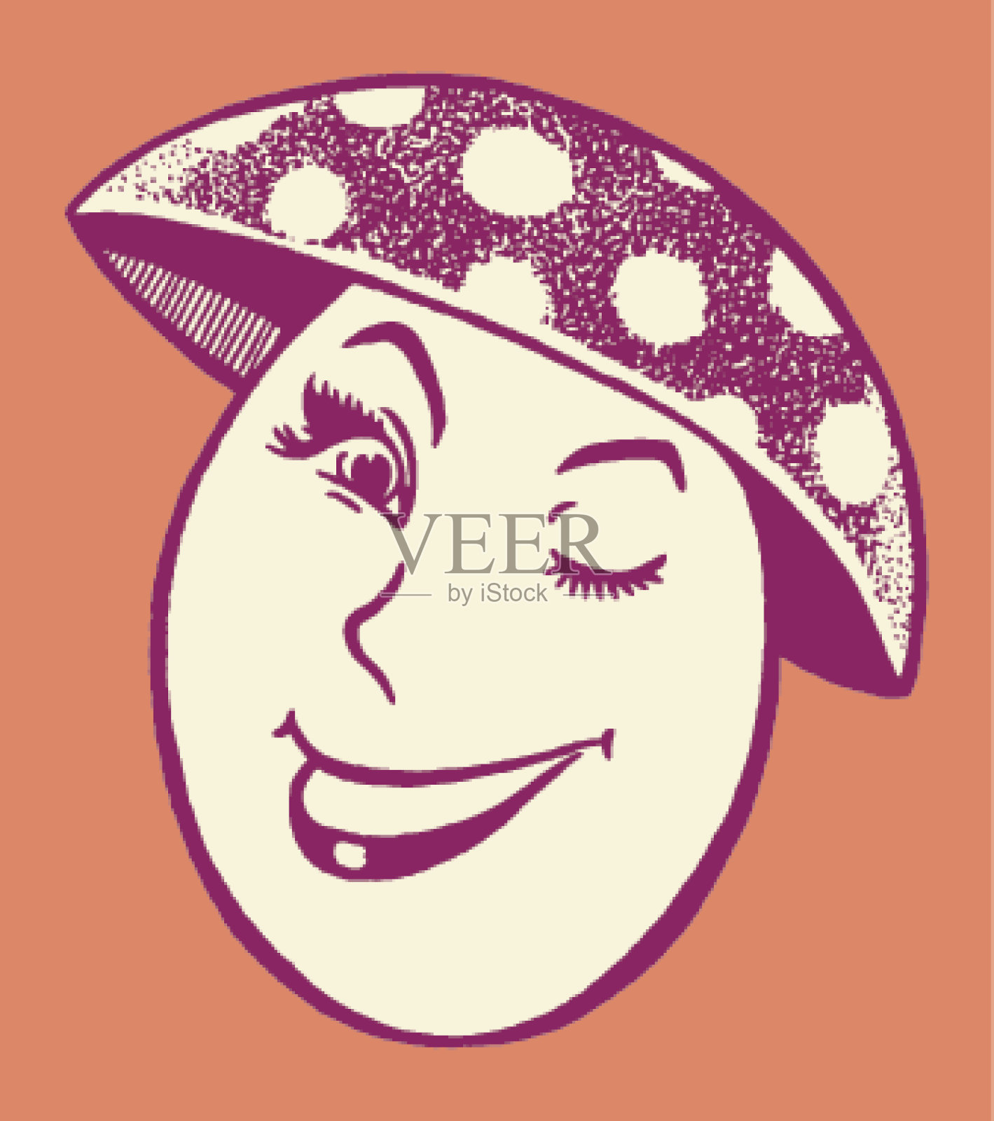 眨眼蘑菇插画图片素材