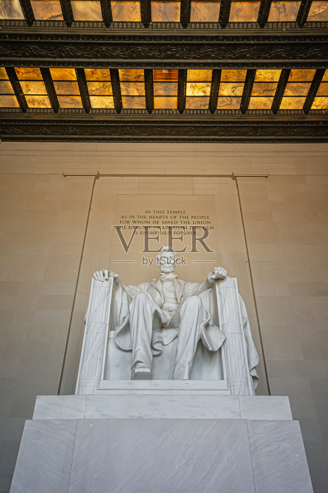华盛顿特区林肯纪念堂内部照片摄影图片