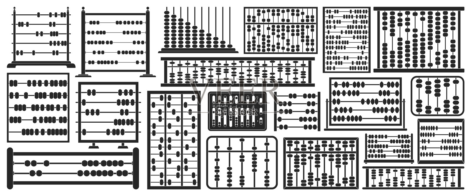 算盘黑色图标集合设置图标素材