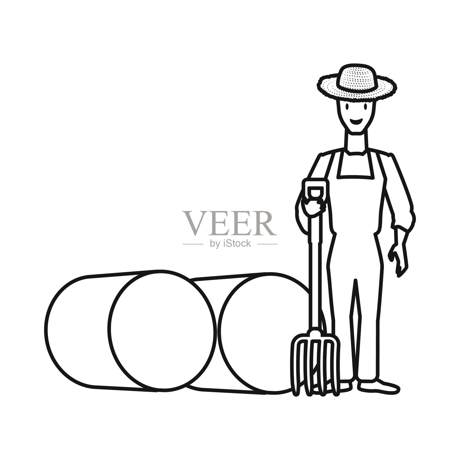 农民和妇女象征的孤立对象插画图片素材