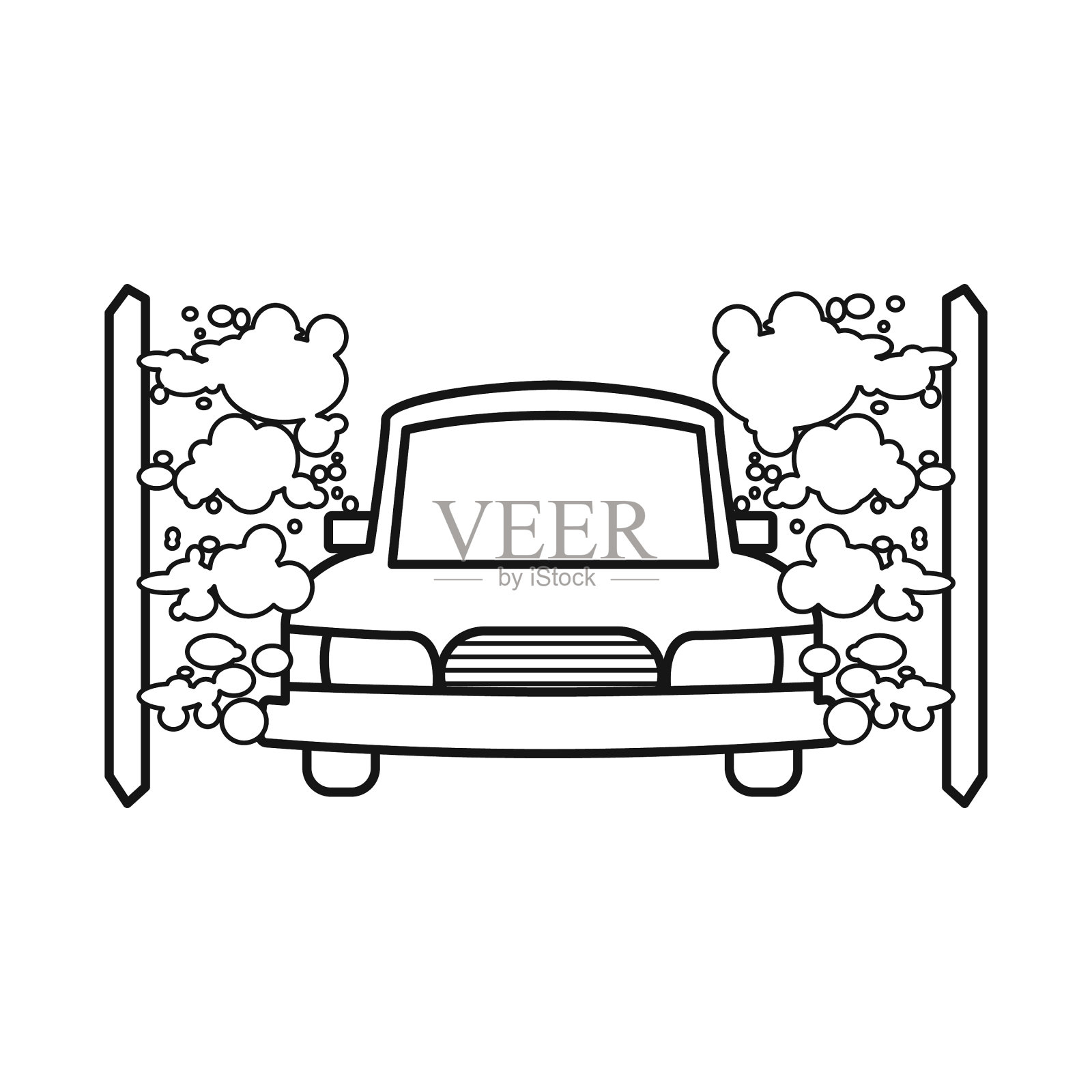 隔离对象的汽车和洗车标志设置的汽车图标素材