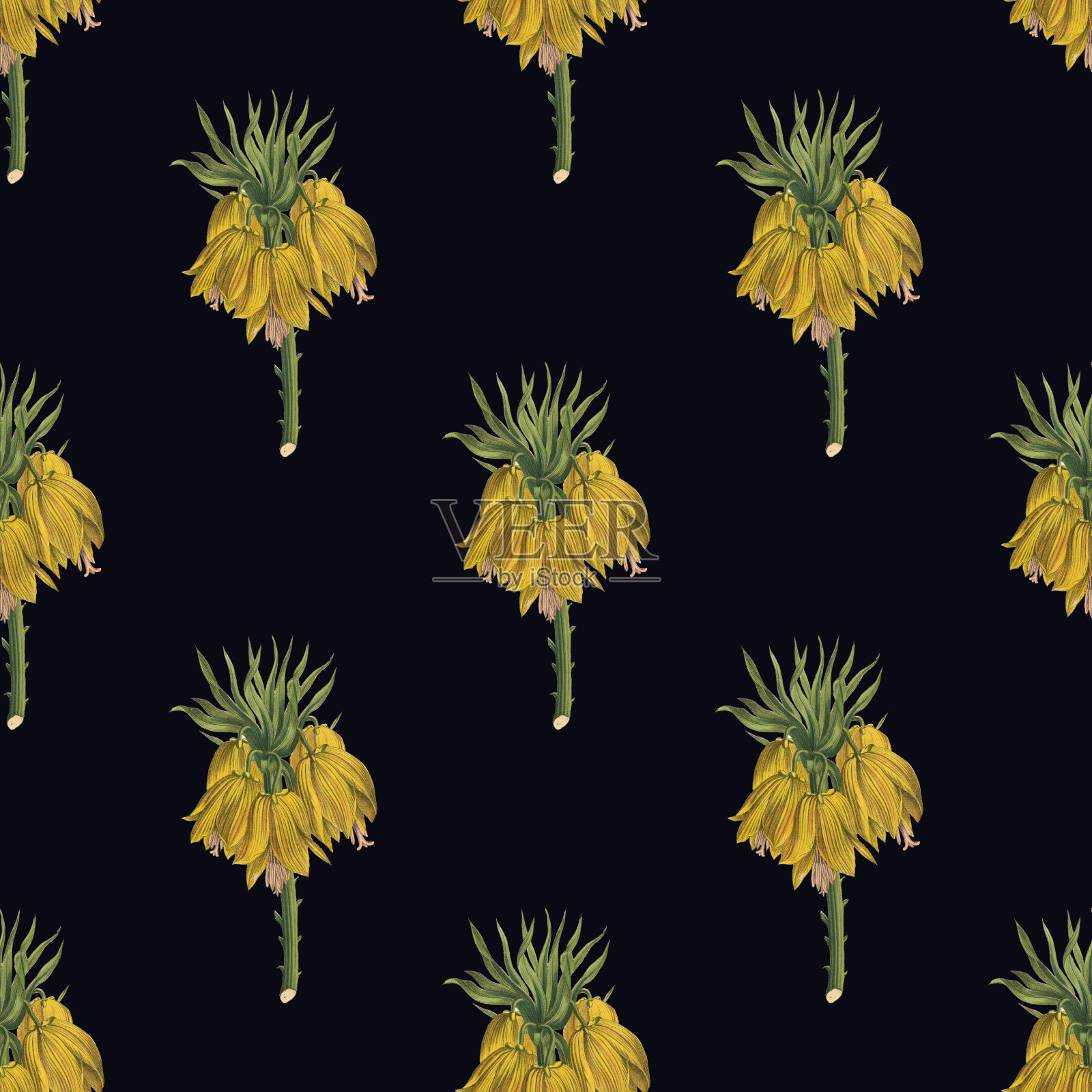 维多利亚植物,手工着色,无缝重复图案。现实的盛开孤立的花复古织物背景。美丽的村舍花园和野花。壁纸巴洛克风格。绘画雕刻。维多利亚时代的插图。插画图片素材