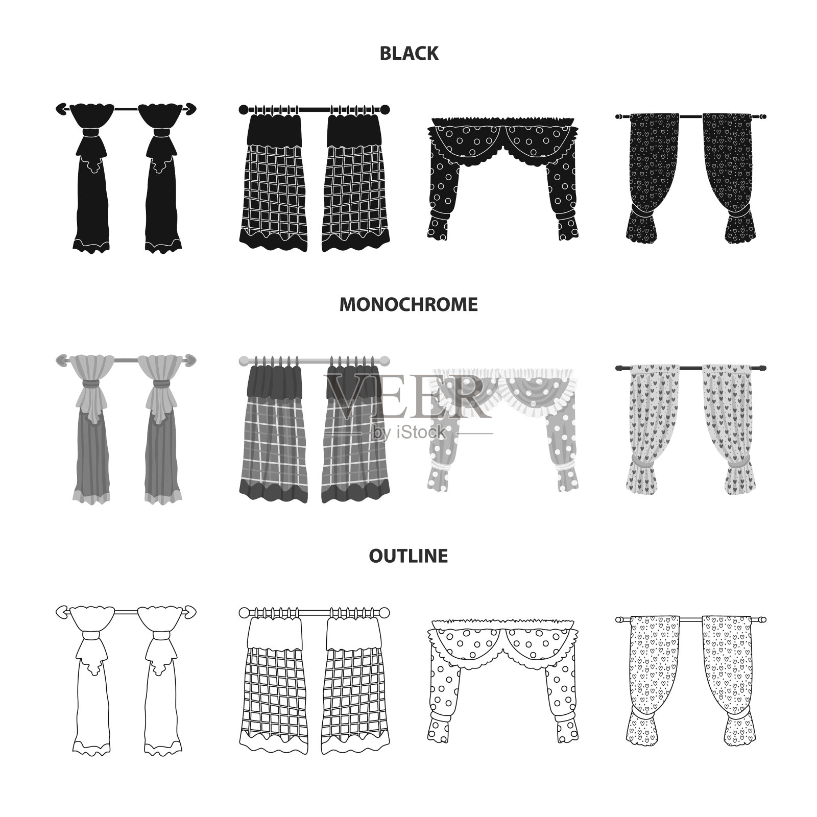 隔离物窗帘和窗帘标志插画图片素材