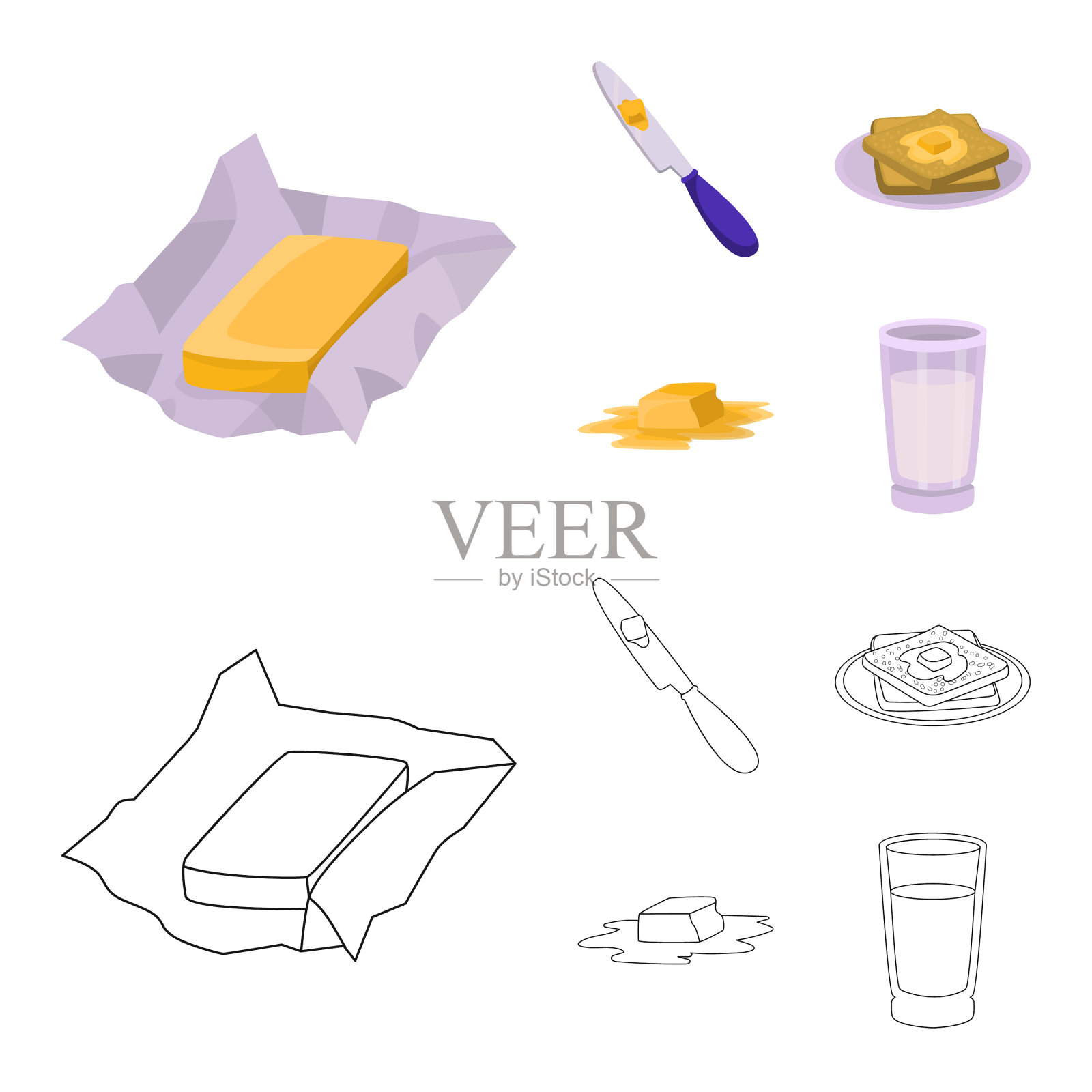 设计奶油和产品标志集图标素材