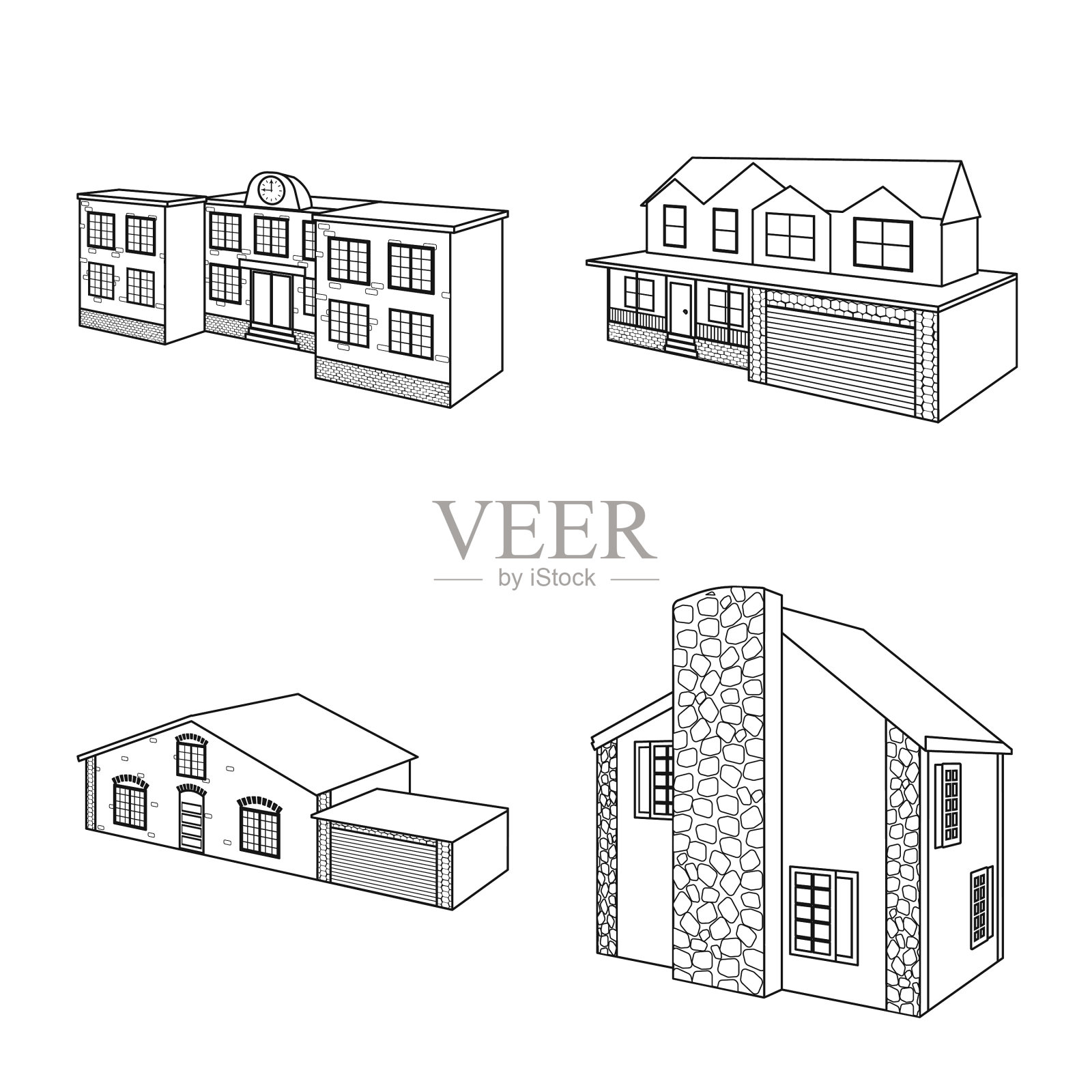 设计城市和建筑图标插画图片素材