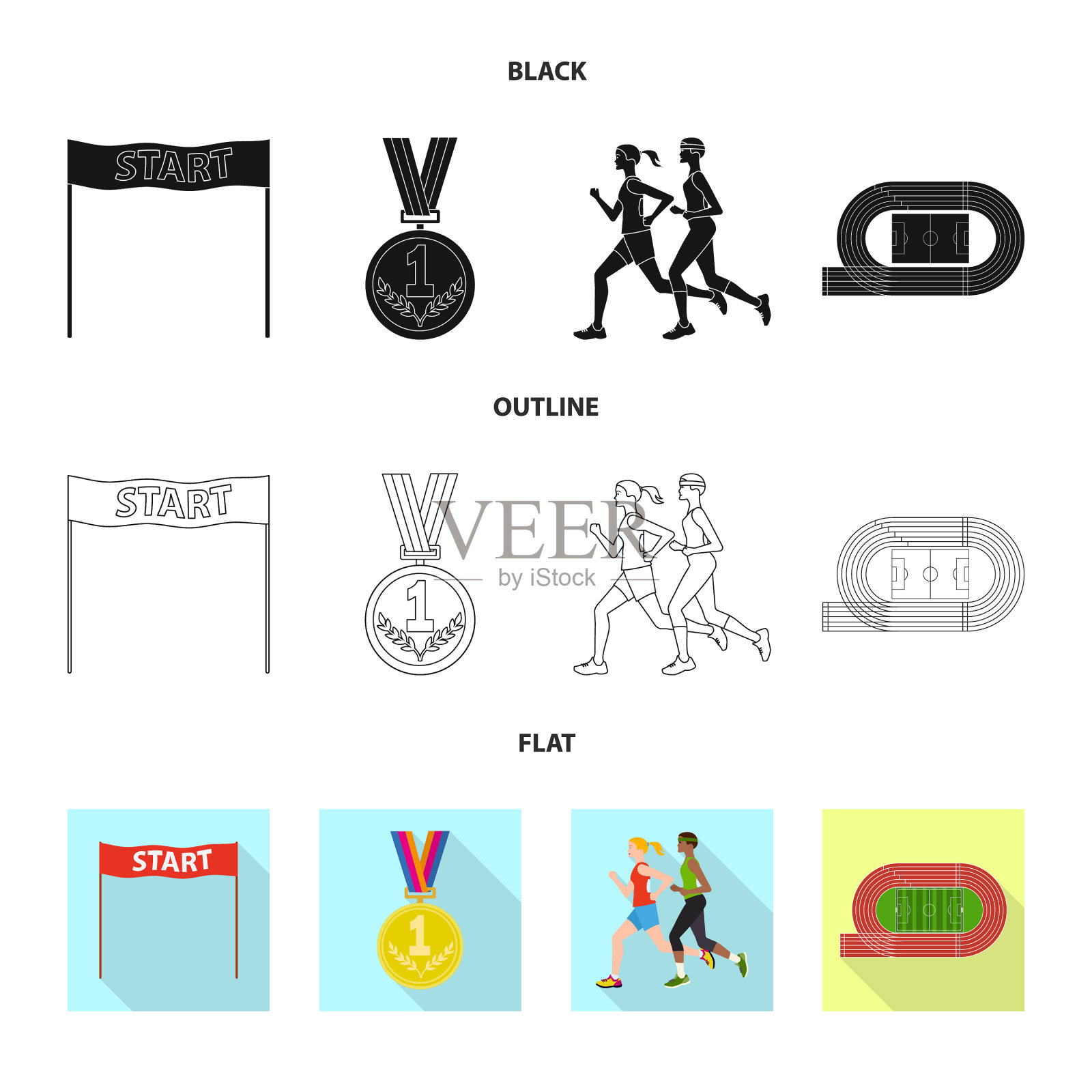 孤立物体运动和获胜者标志集图标素材