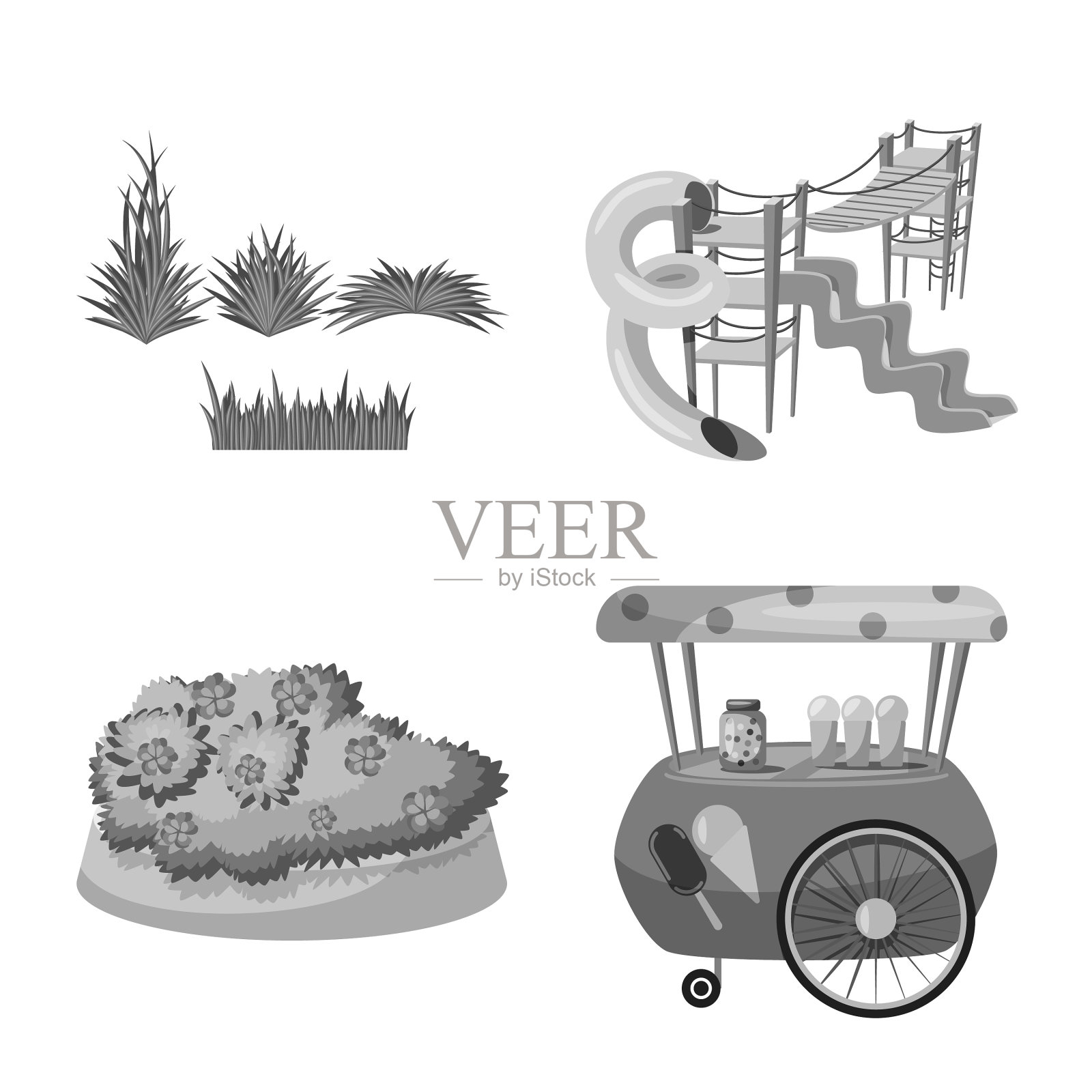 孤立对象公园和城市标志集公园图标素材